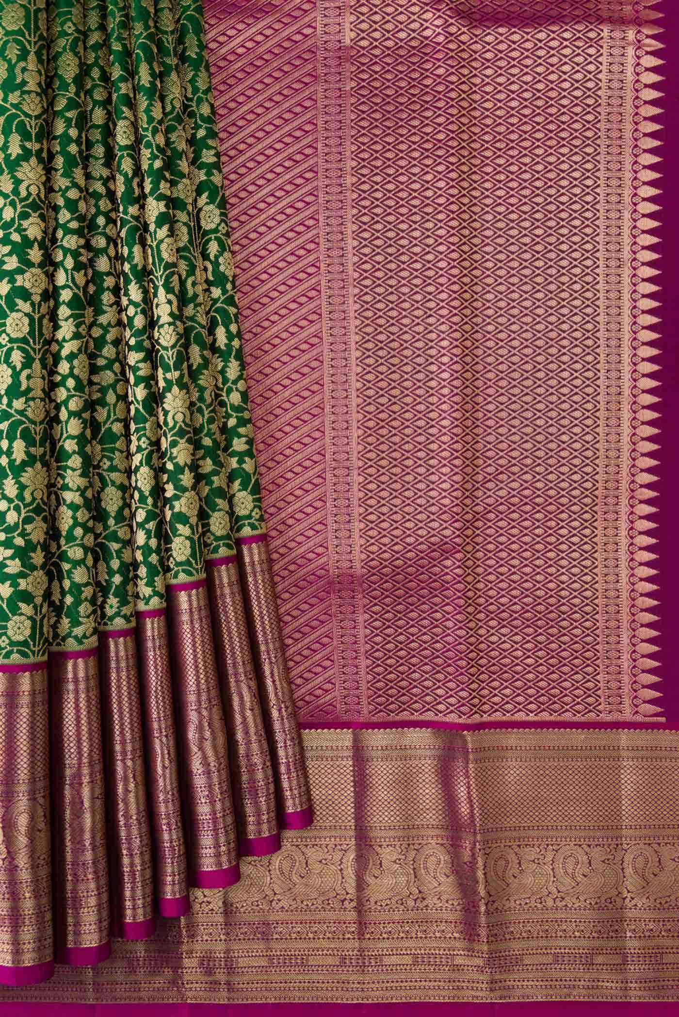 Green Dual Tone Kanchipuram Silk Saree