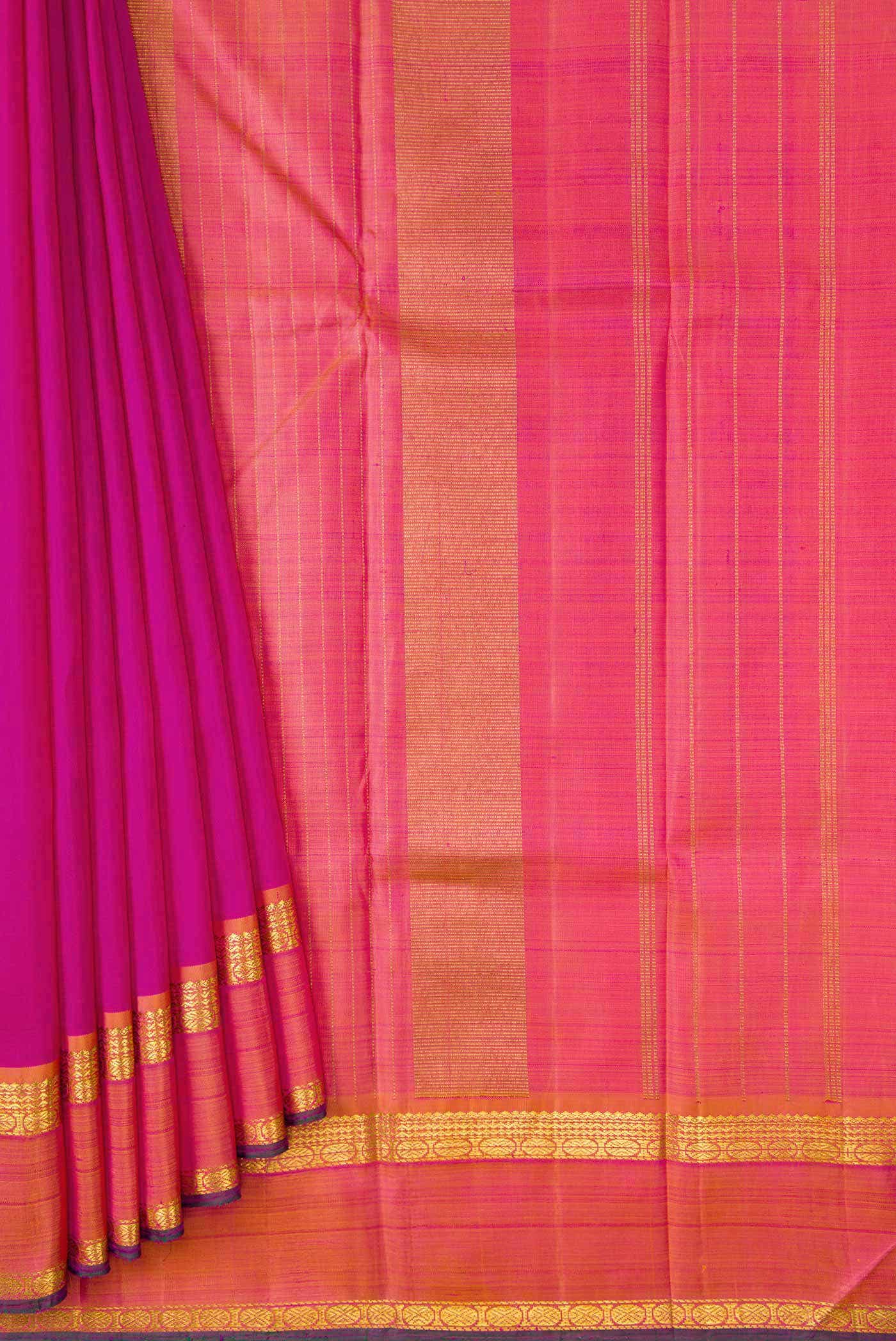 Pure Silk Pure Zari Pink Dual Tone Kanchipuram Saree