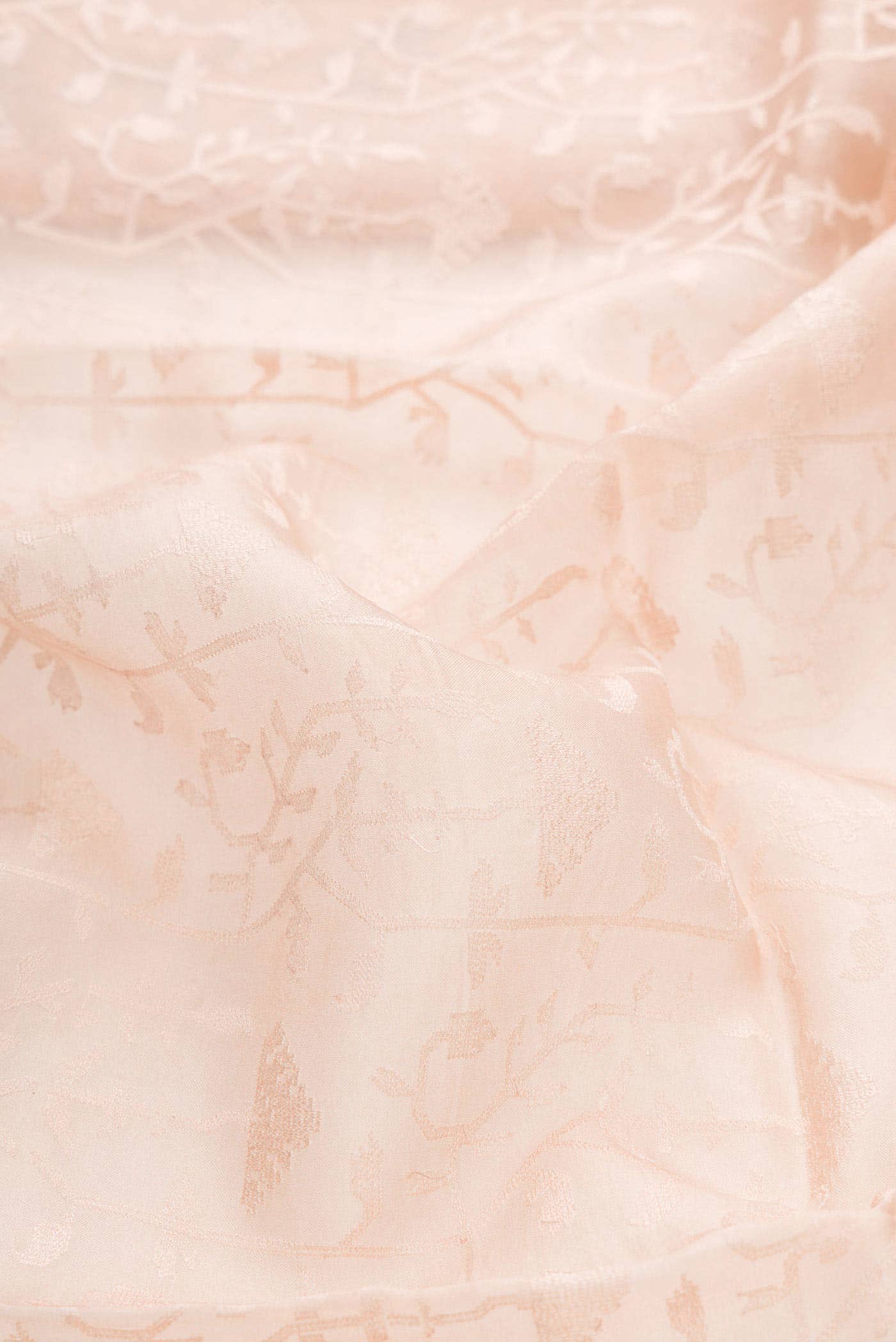 Golden Peach Organza Silk Saree