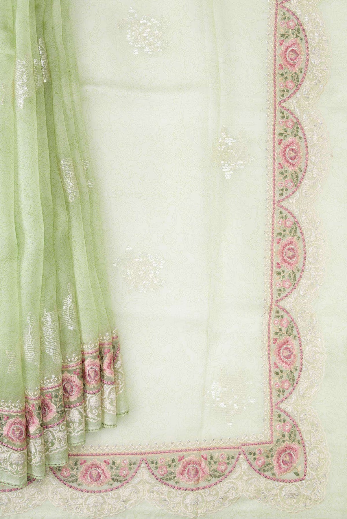Pista Green Organza Silk Saree
