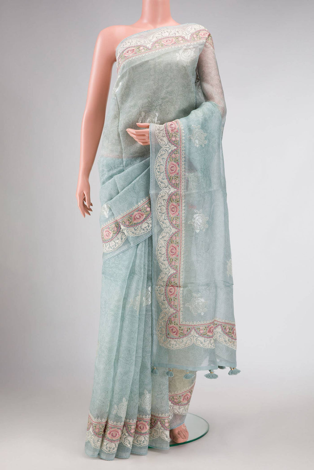 Light Blue Organza Silk Saree