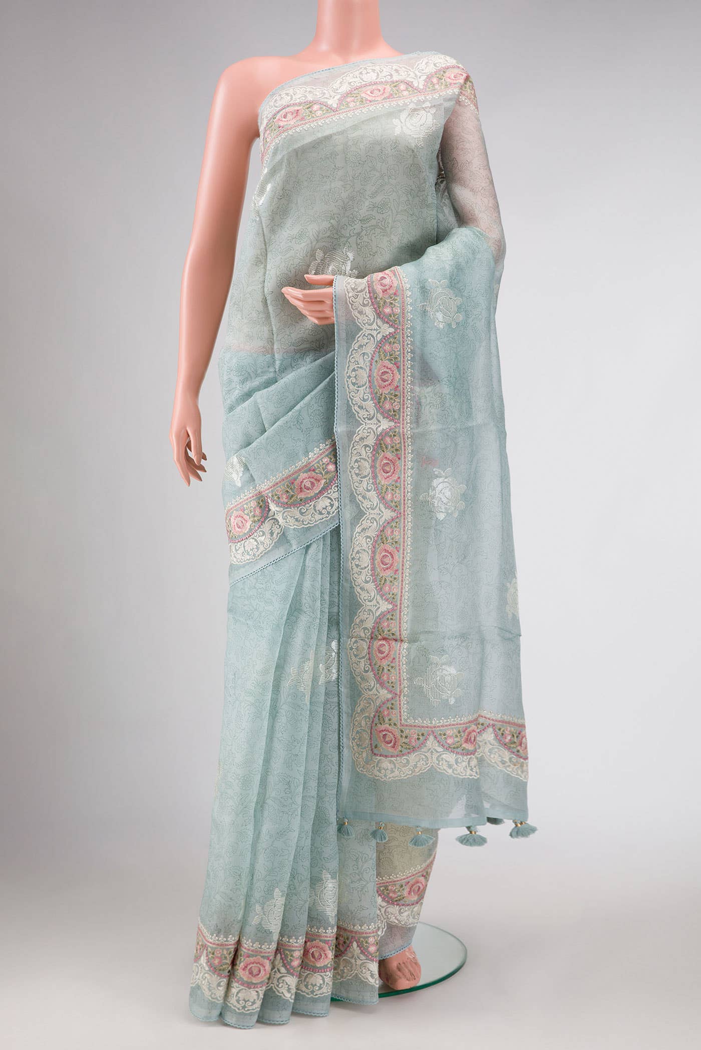 Light Blue Organza Silk Saree