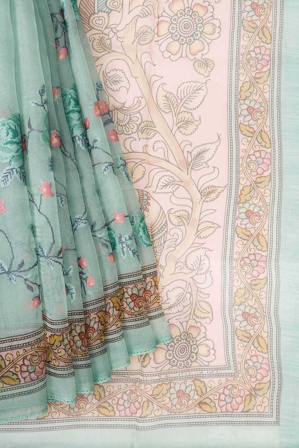 Green Organza Silk Saree