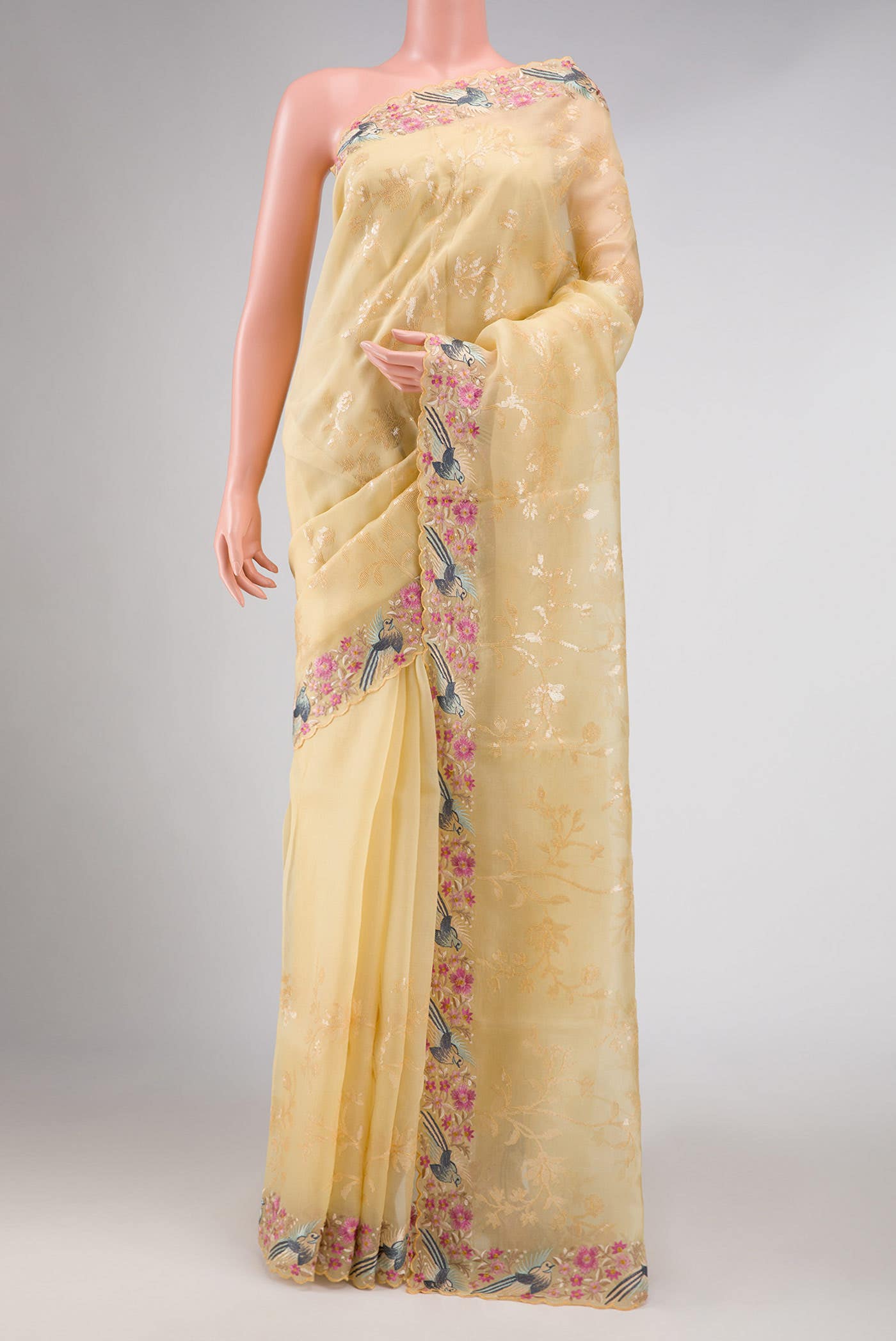Sandal Organza Silk Saree