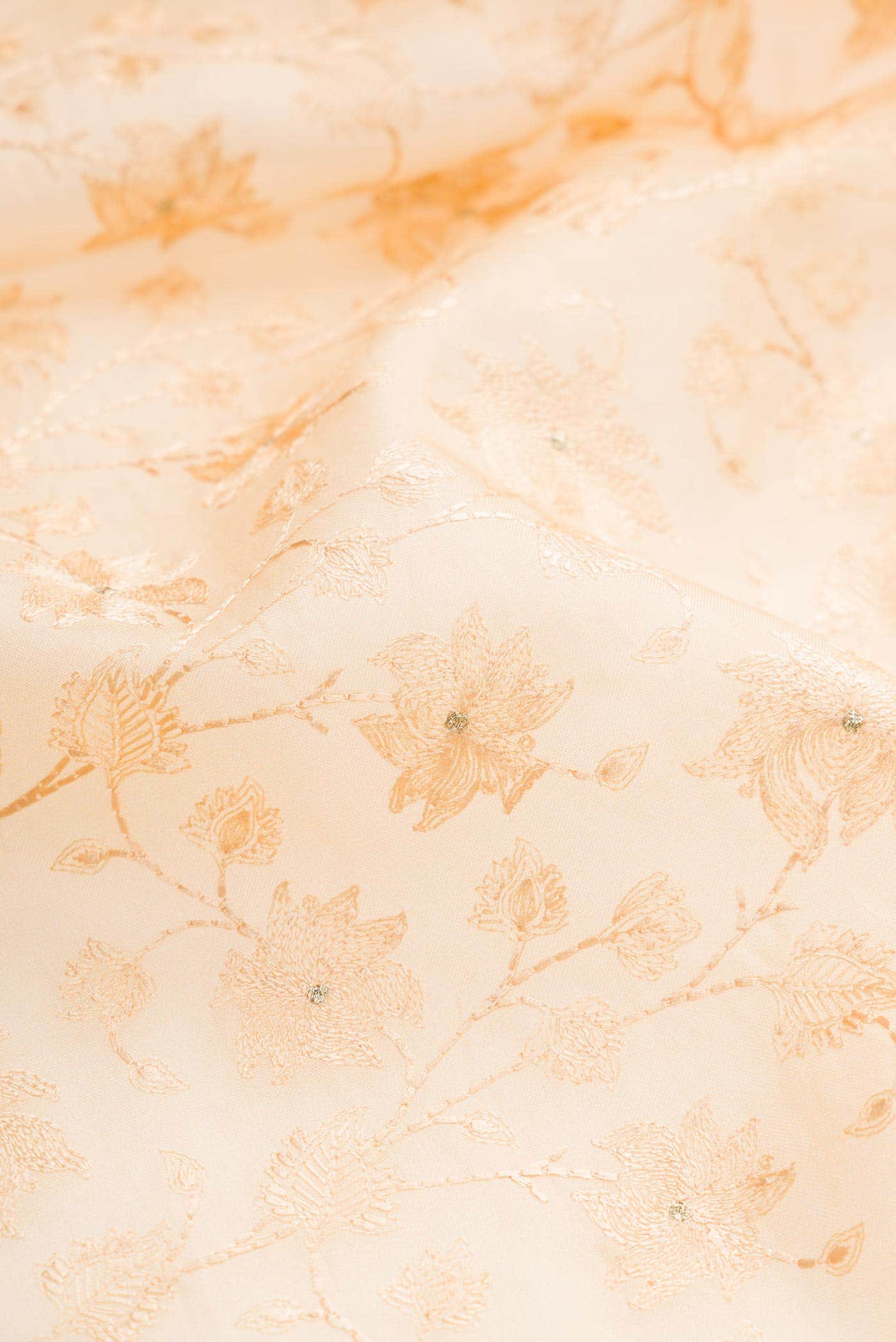 Beige Organza Silk Saree