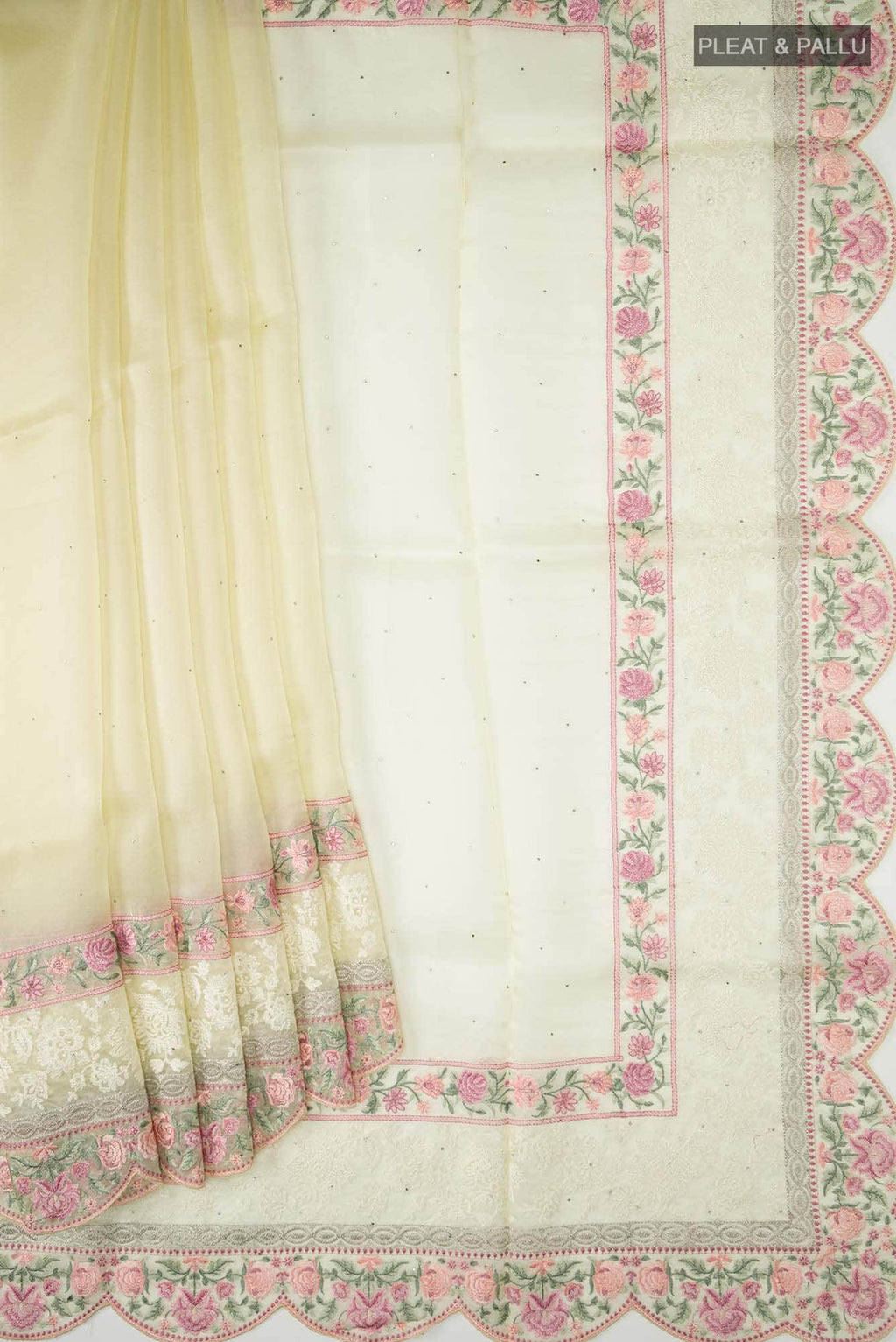 Yellow Organza Silk Saree