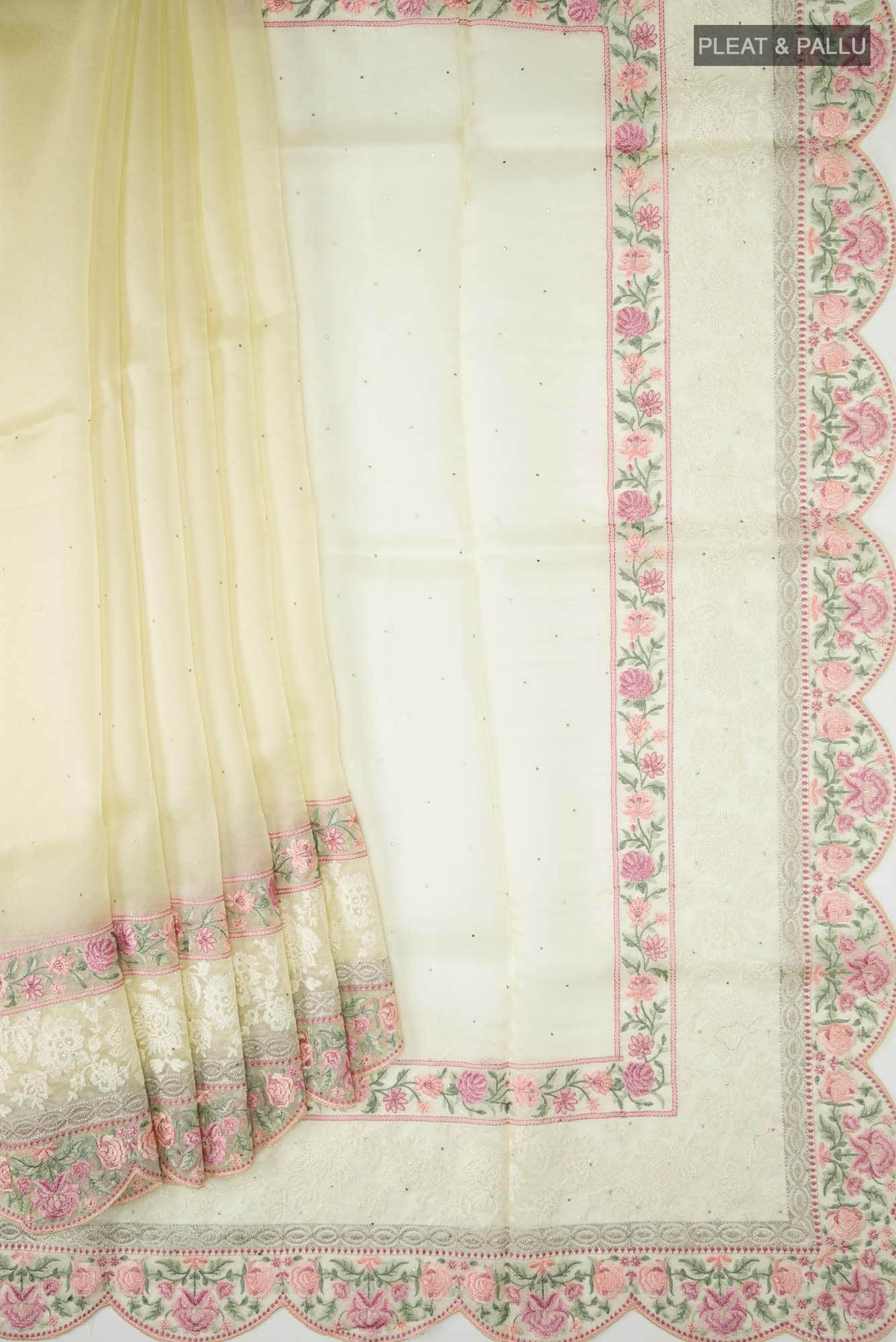 Yellow Organza Silk Saree
