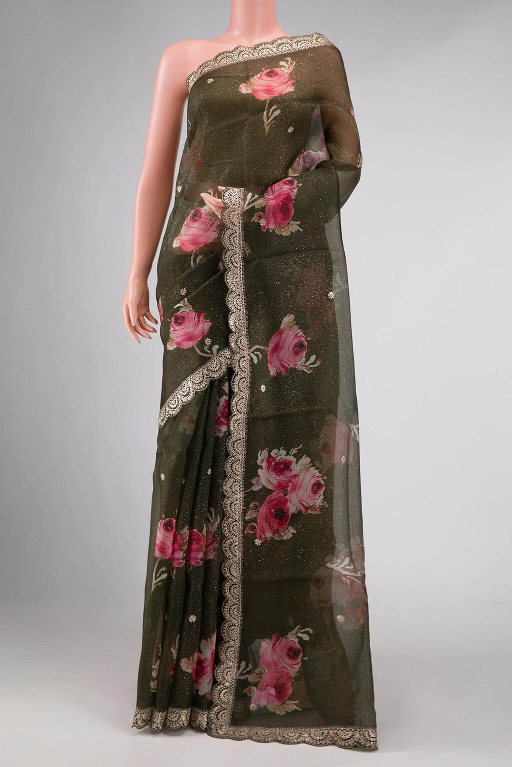 Green Organza Silk Saree