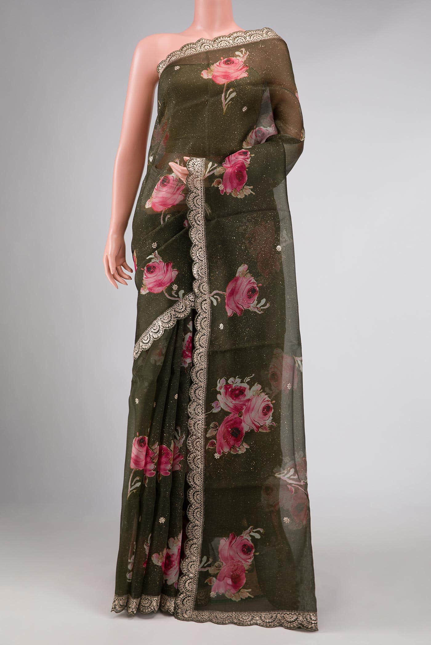 Green Organza Silk Saree
