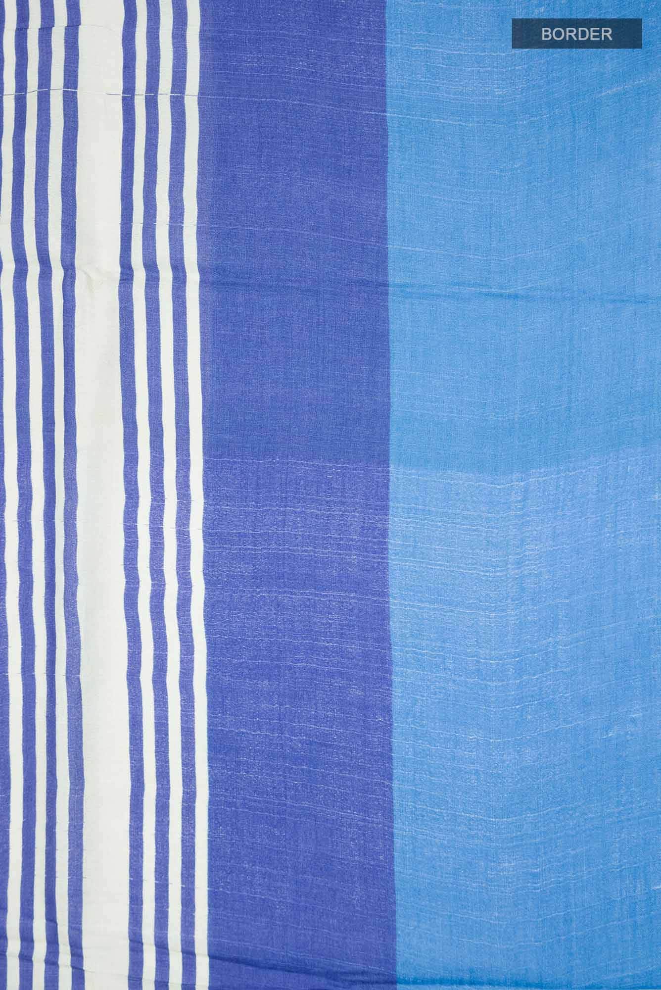 Blue Tussar Silk Saree