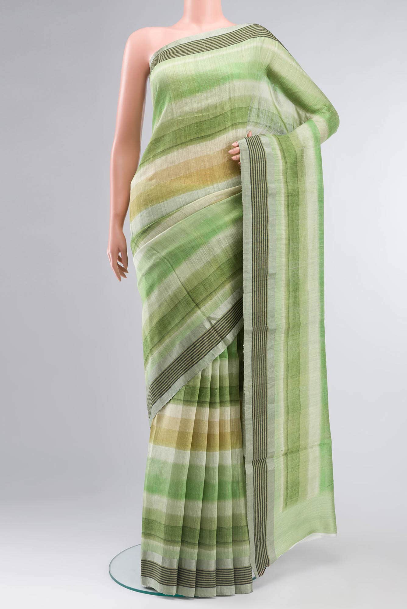 Green Bhagalpuri Tussar Silk Saree