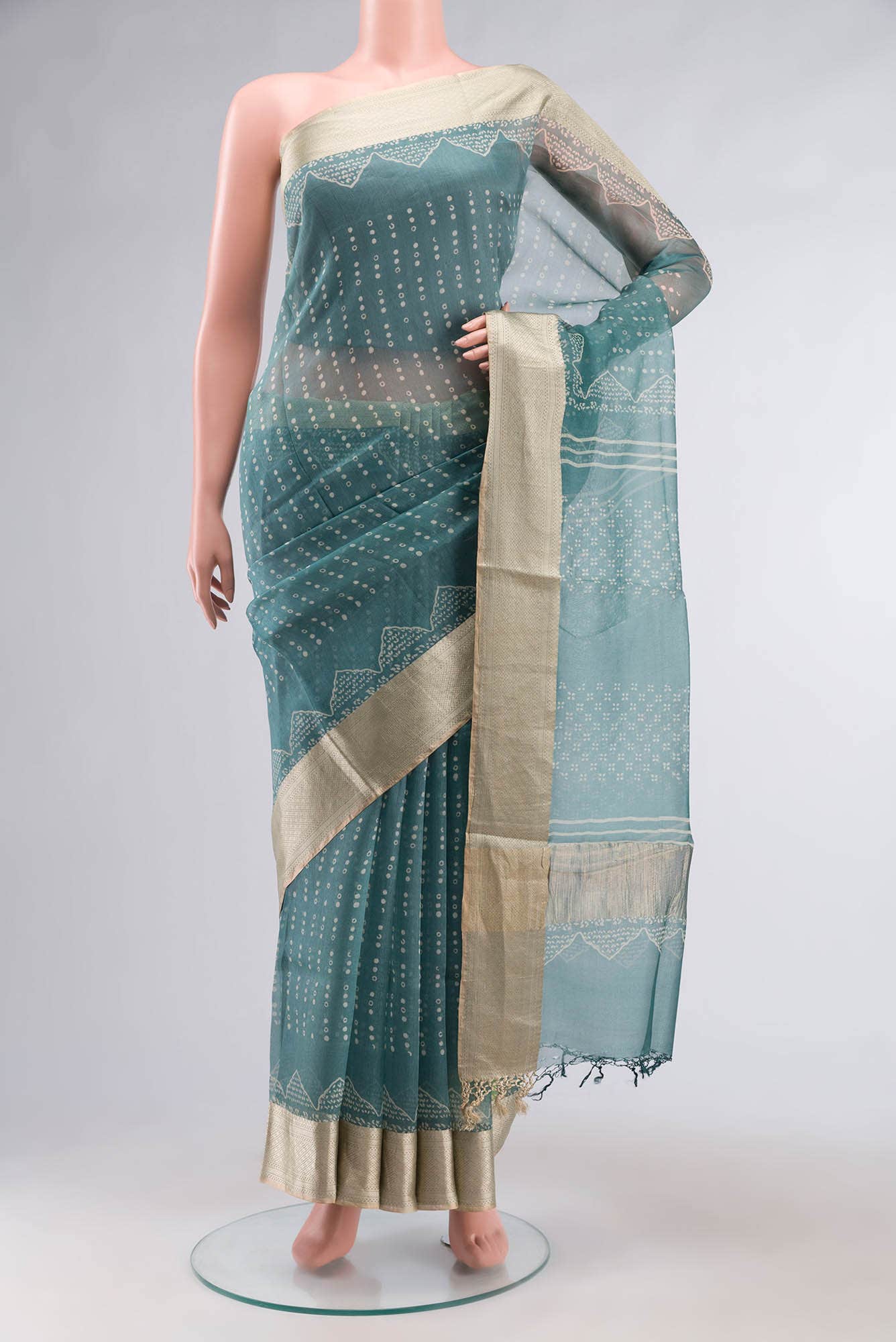 Blue Organza Silk Saree