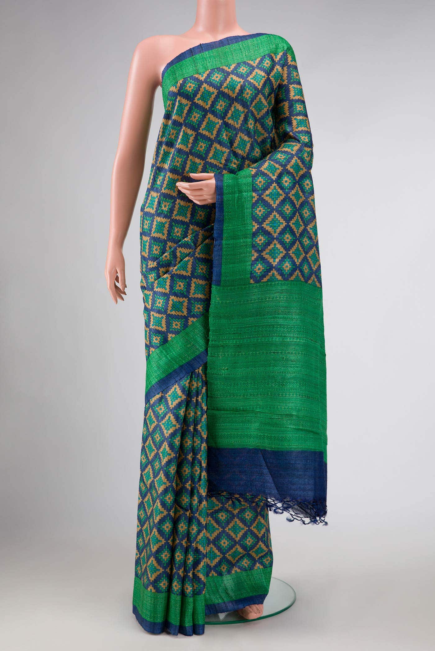 Royal Blue Jute Silk Saree