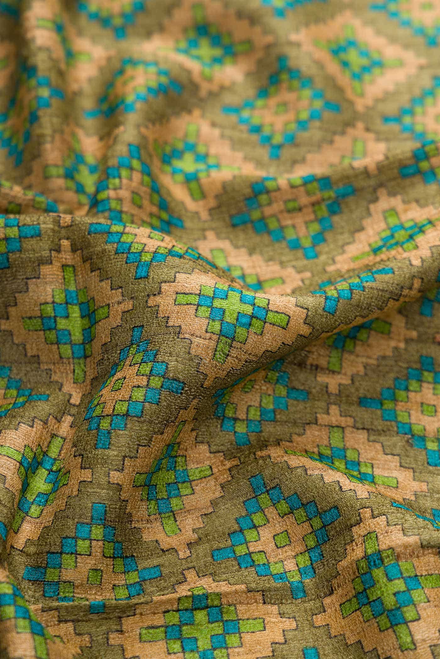 Green Jute Silk Saree
