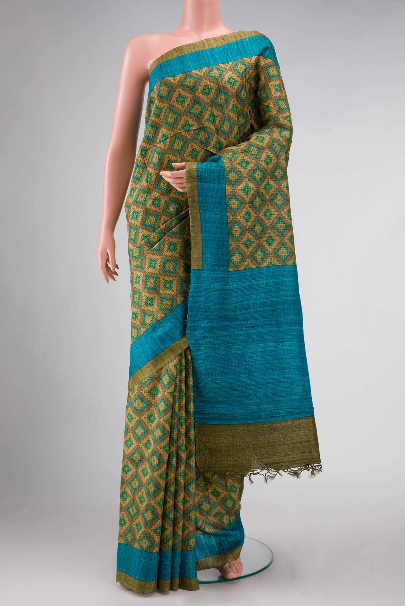 Green Jute Silk Saree