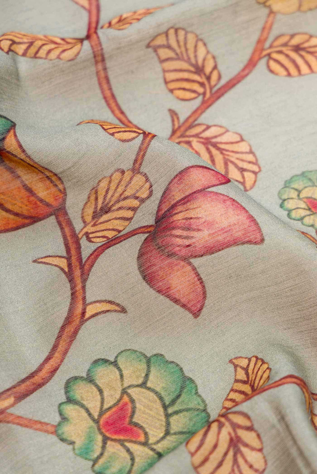 Grey Chanderi Silk Saree