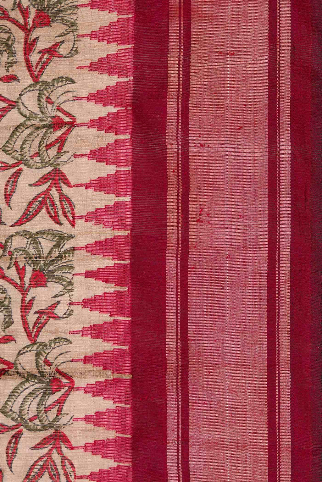 Dark Beige Tussar Silk Saree