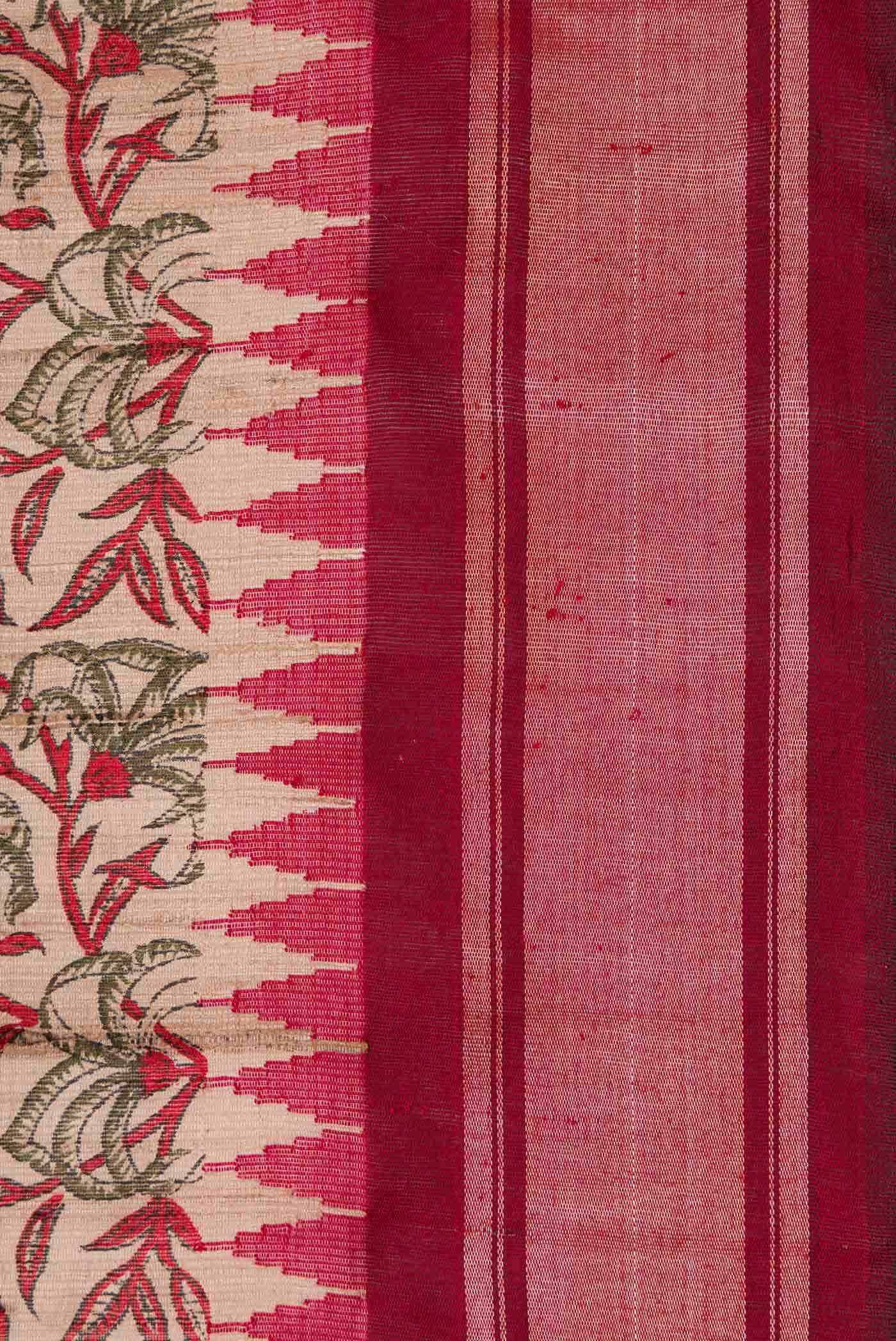 Dark Beige Tussar Silk Saree