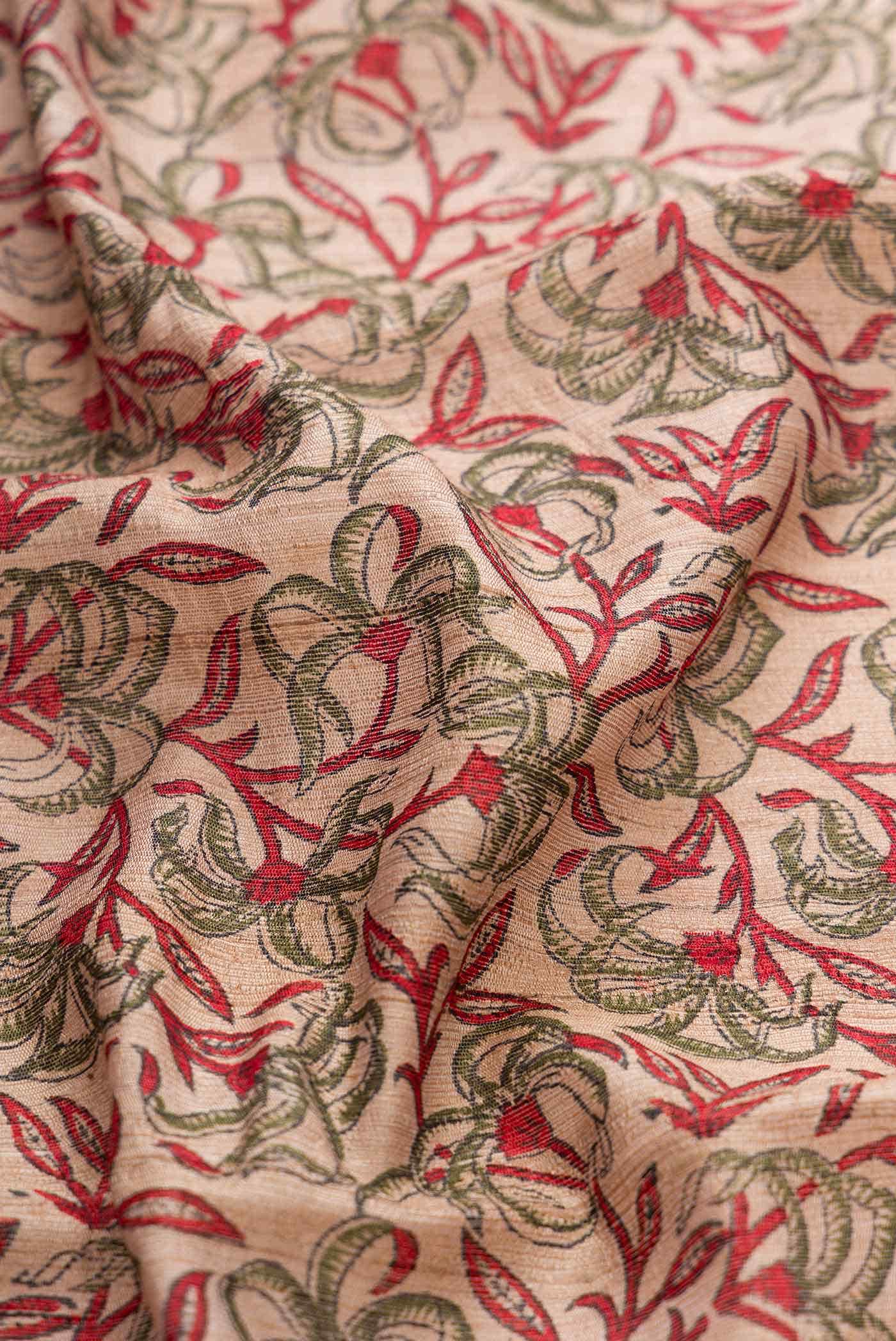 Dark Beige Tussar Silk Saree