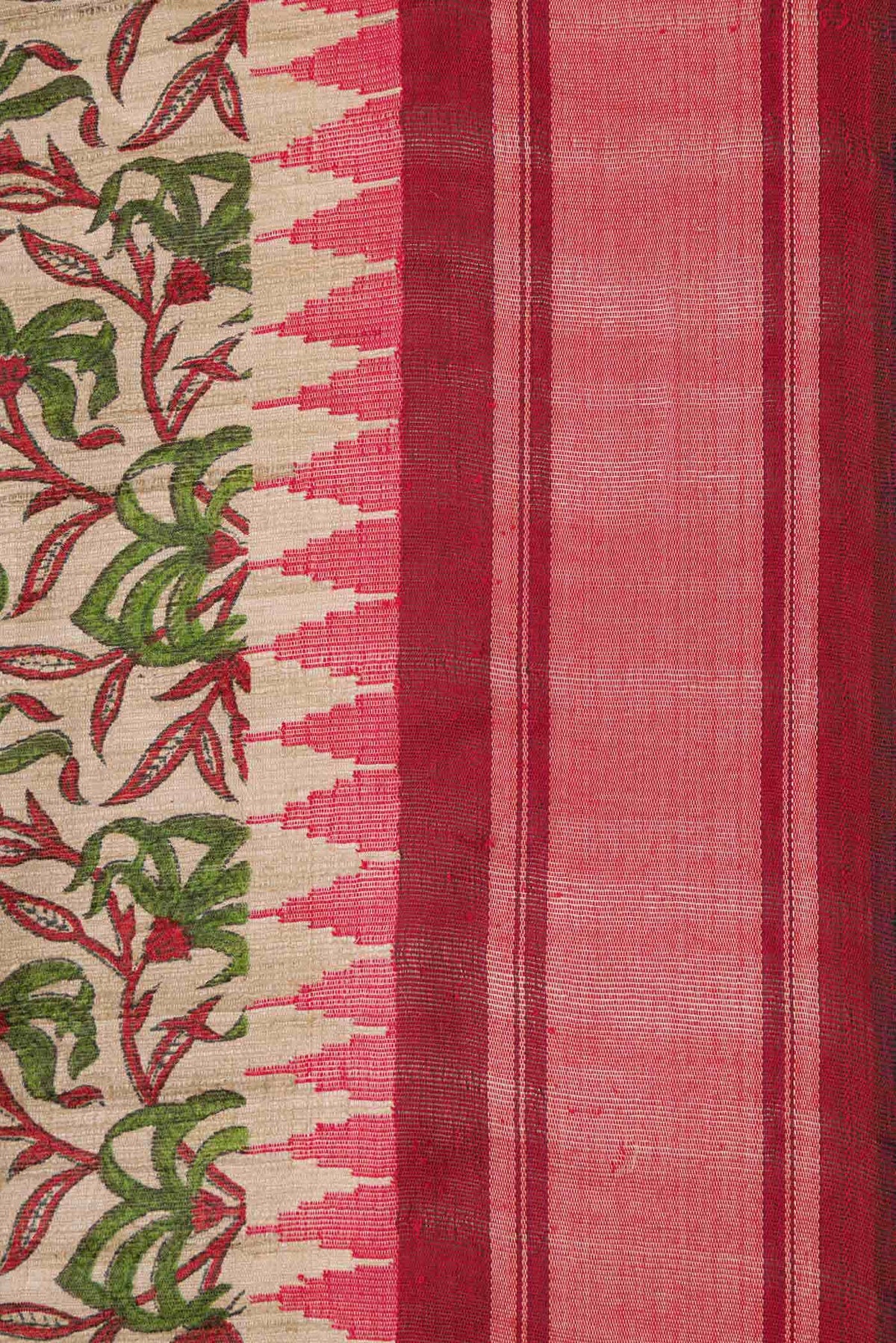 Beige Tussar Silk Saree