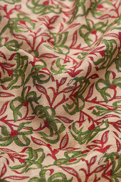 Beige Tussar Silk Saree