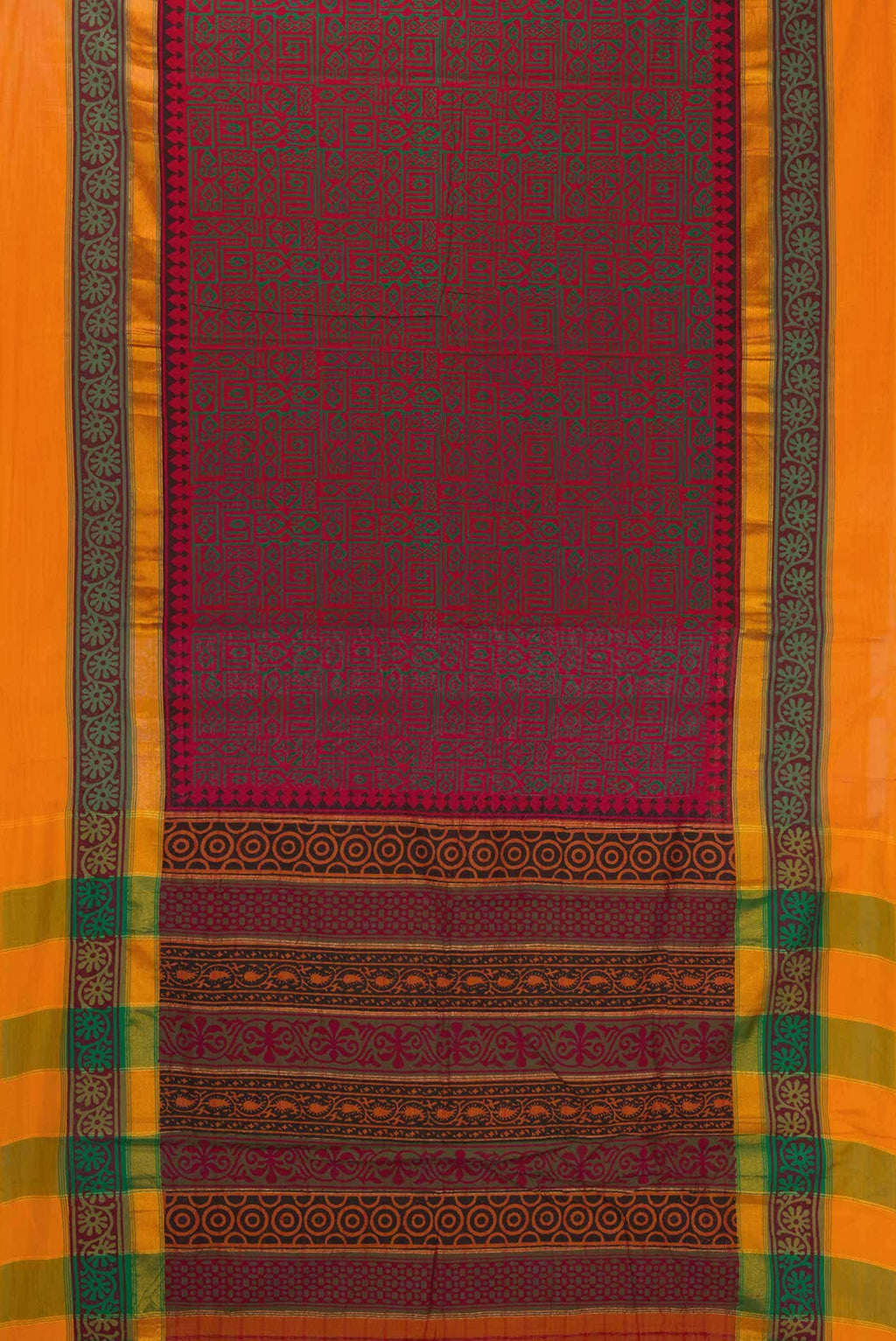 Maroon Poly Cotton Saree