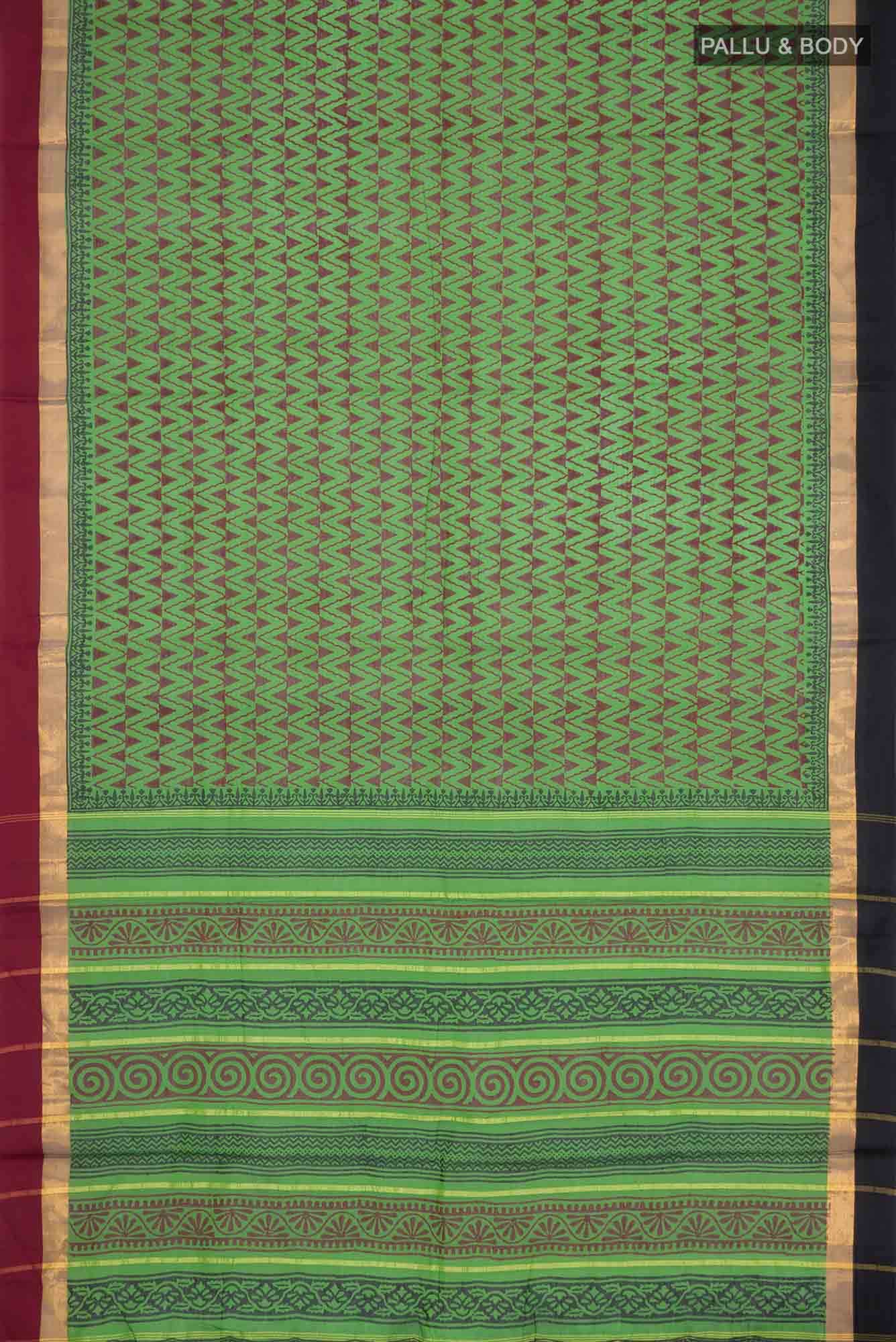 Green Blended Ilkal Cotton Saree