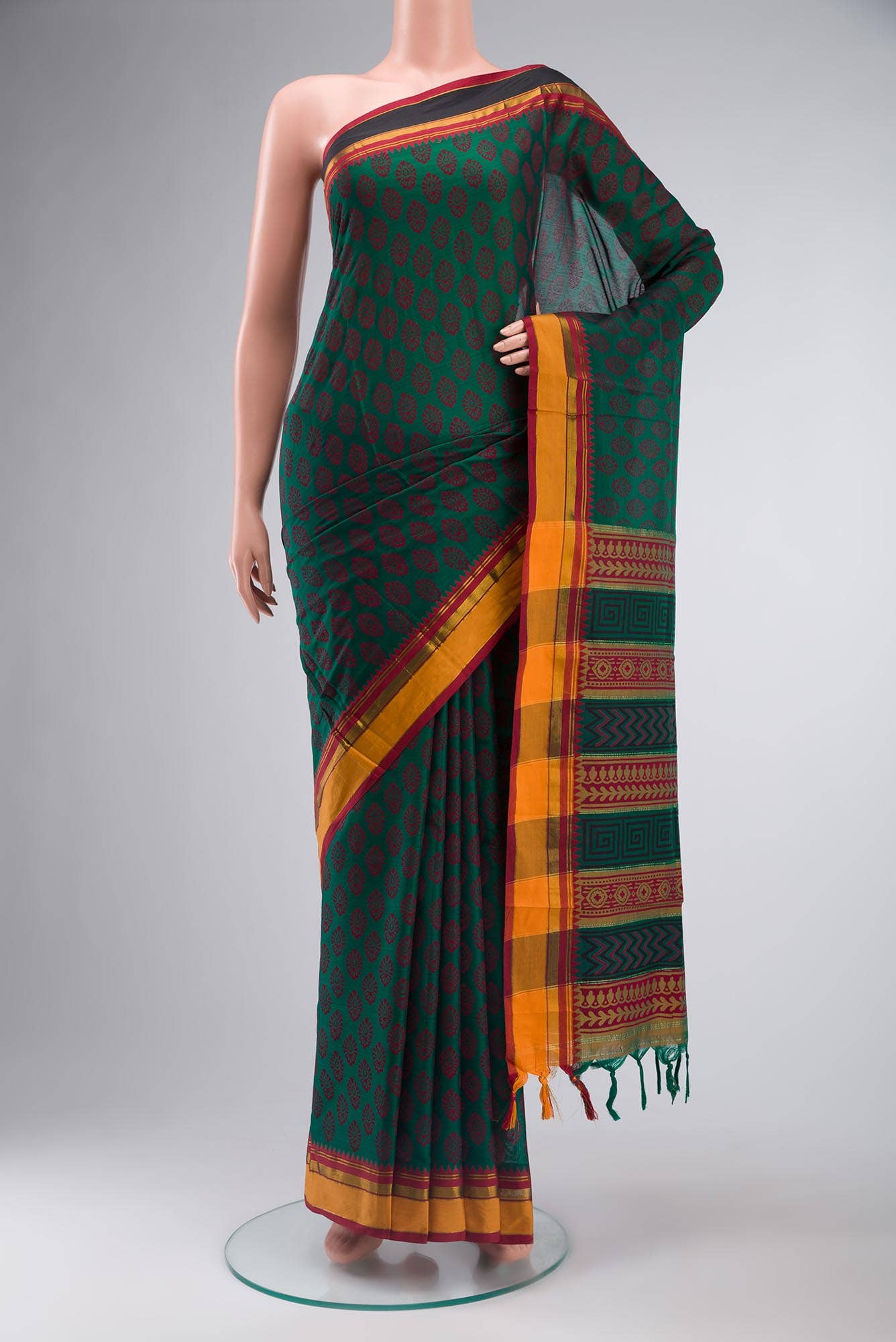 Green Blended Ilkal Cotton Saree