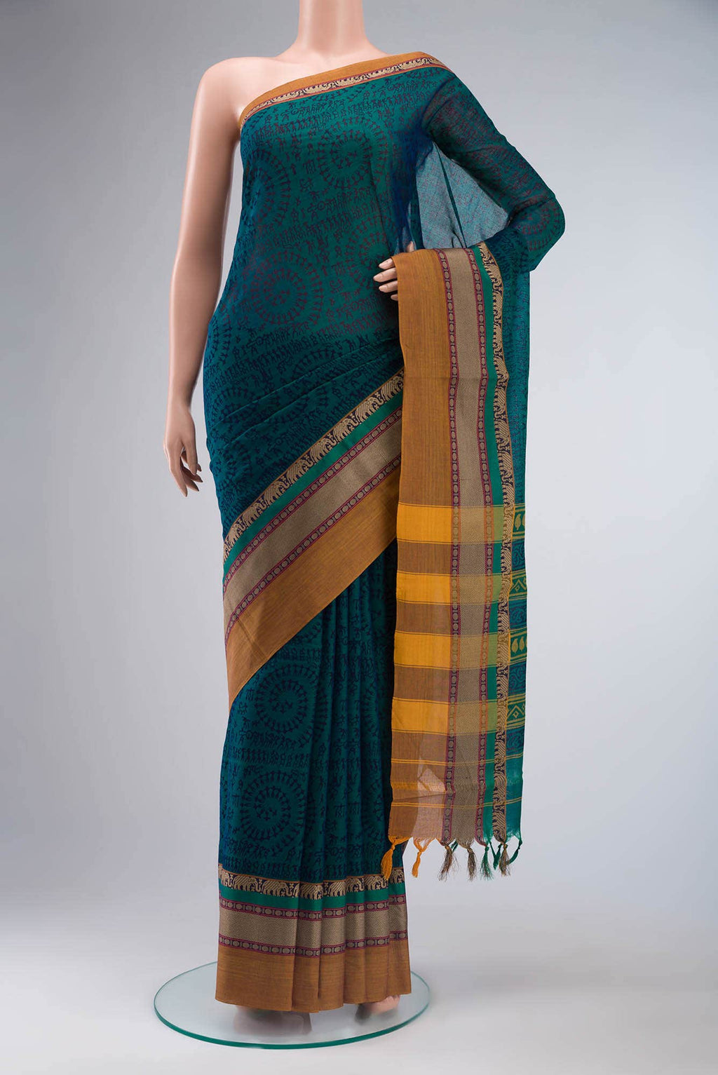 Blue Blended Cotton Saree