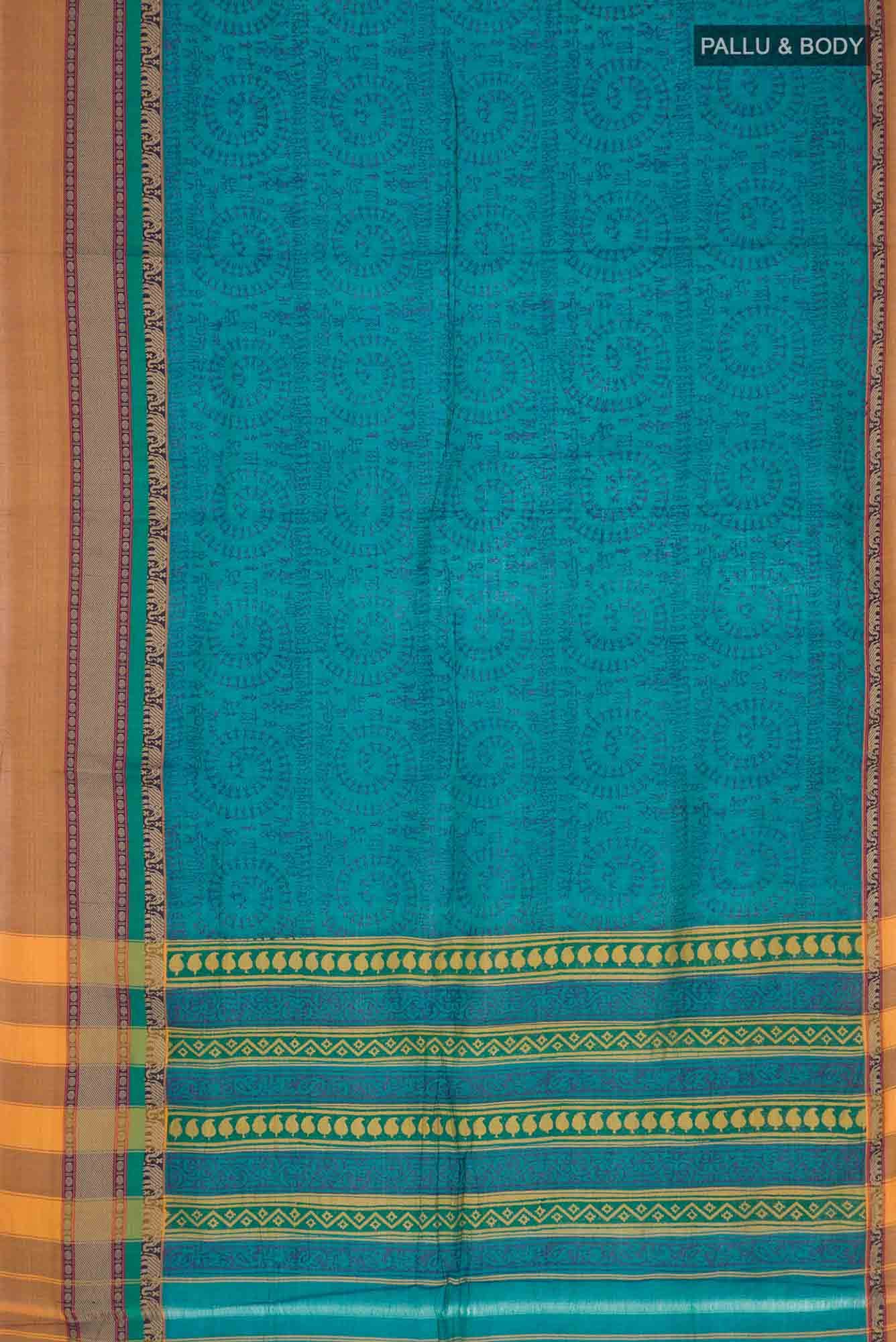 Blue Blended Cotton Saree