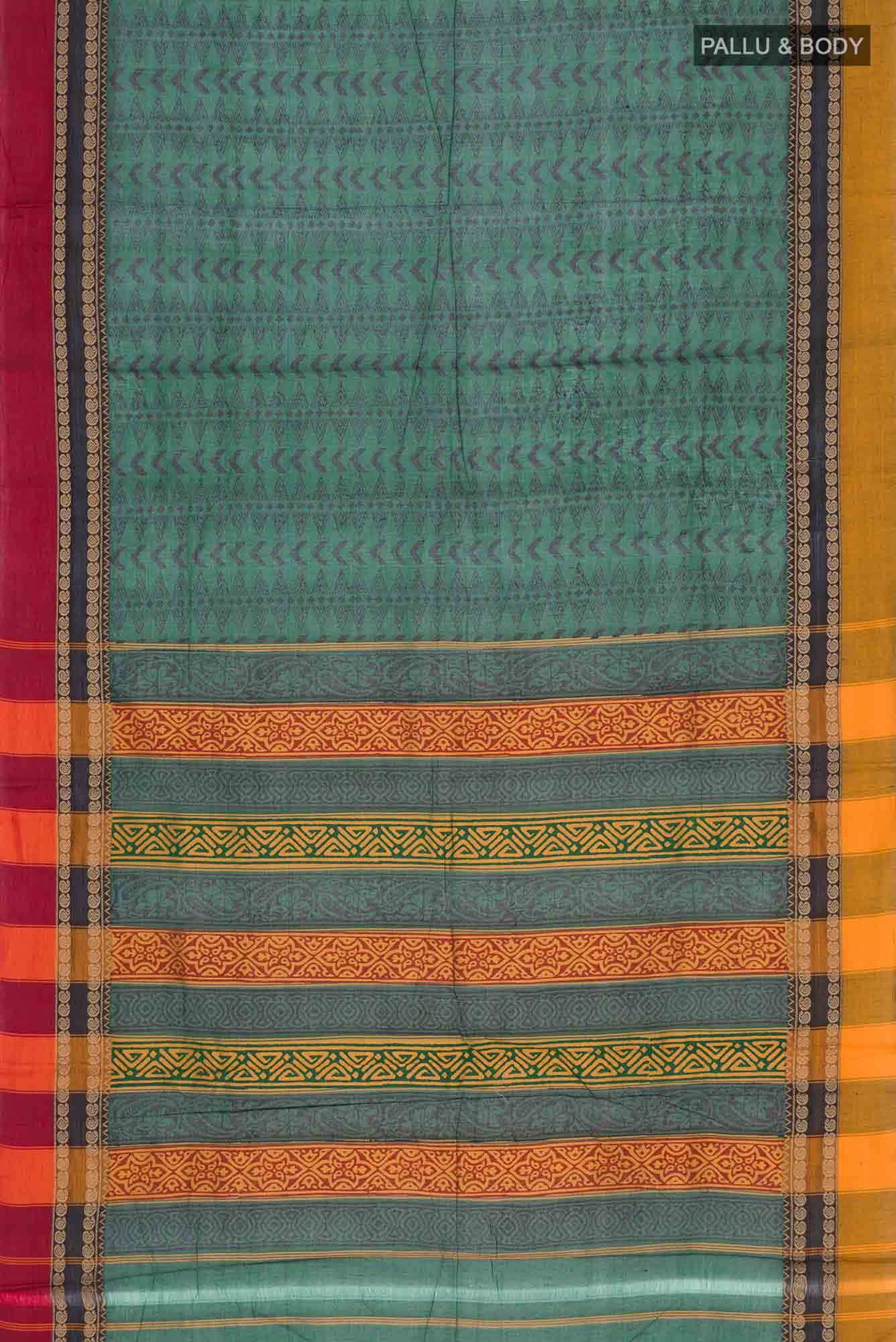 Green Blended Cotton Saree