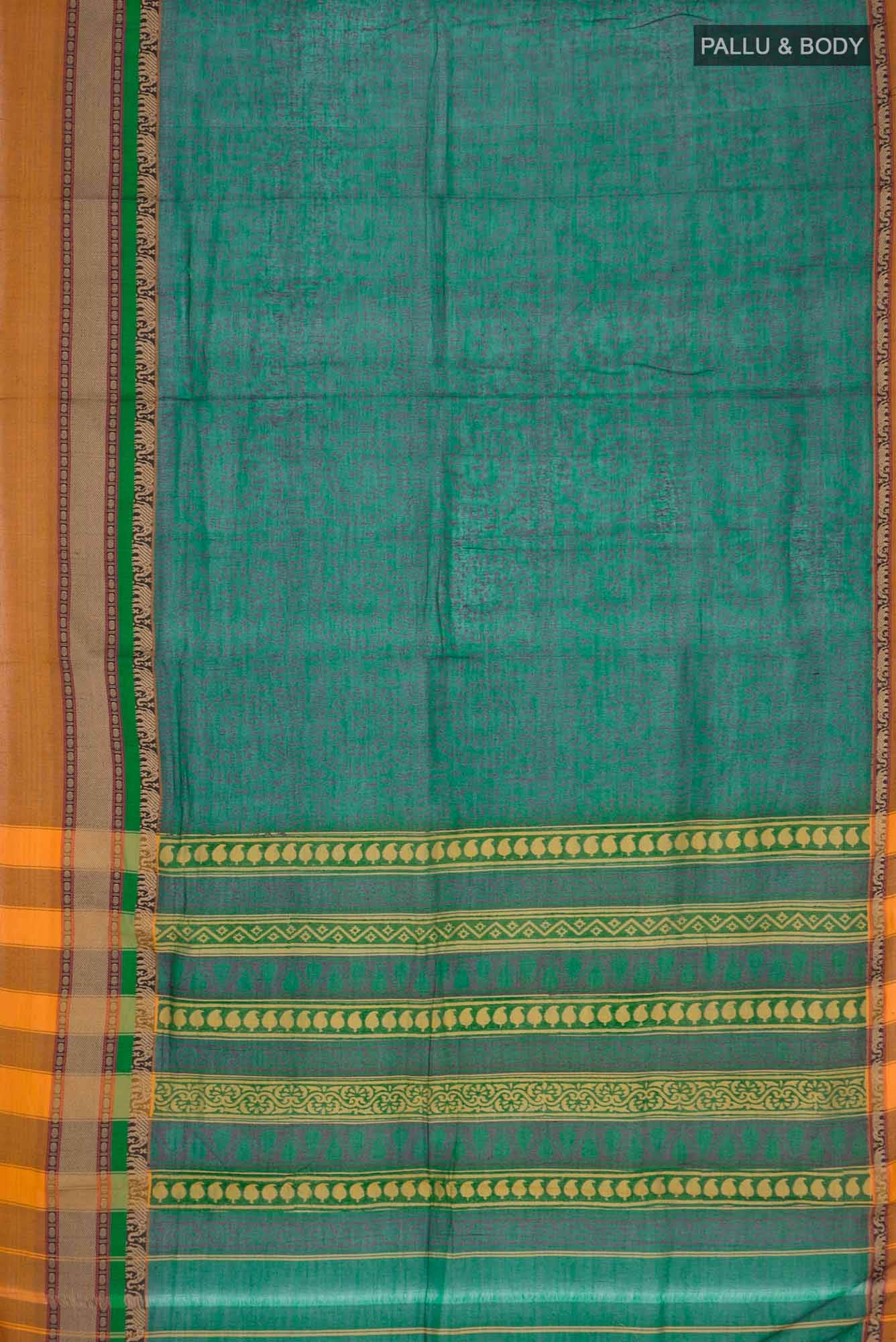 Green Blended Cotton Saree