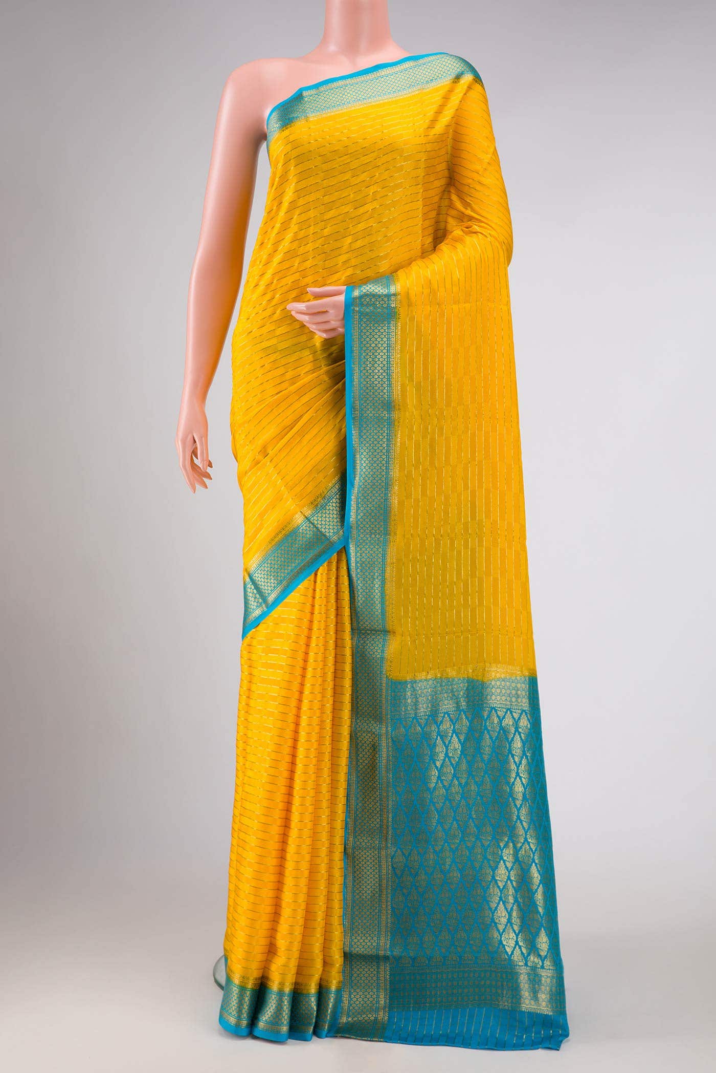 Mustard Dual Tone Mysore Crepe Saree