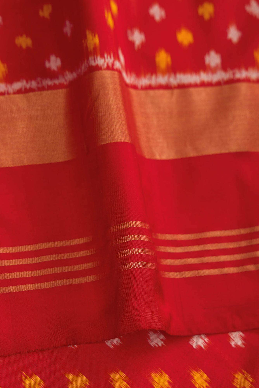 Yellow Dual Tone Double Ikat Saree