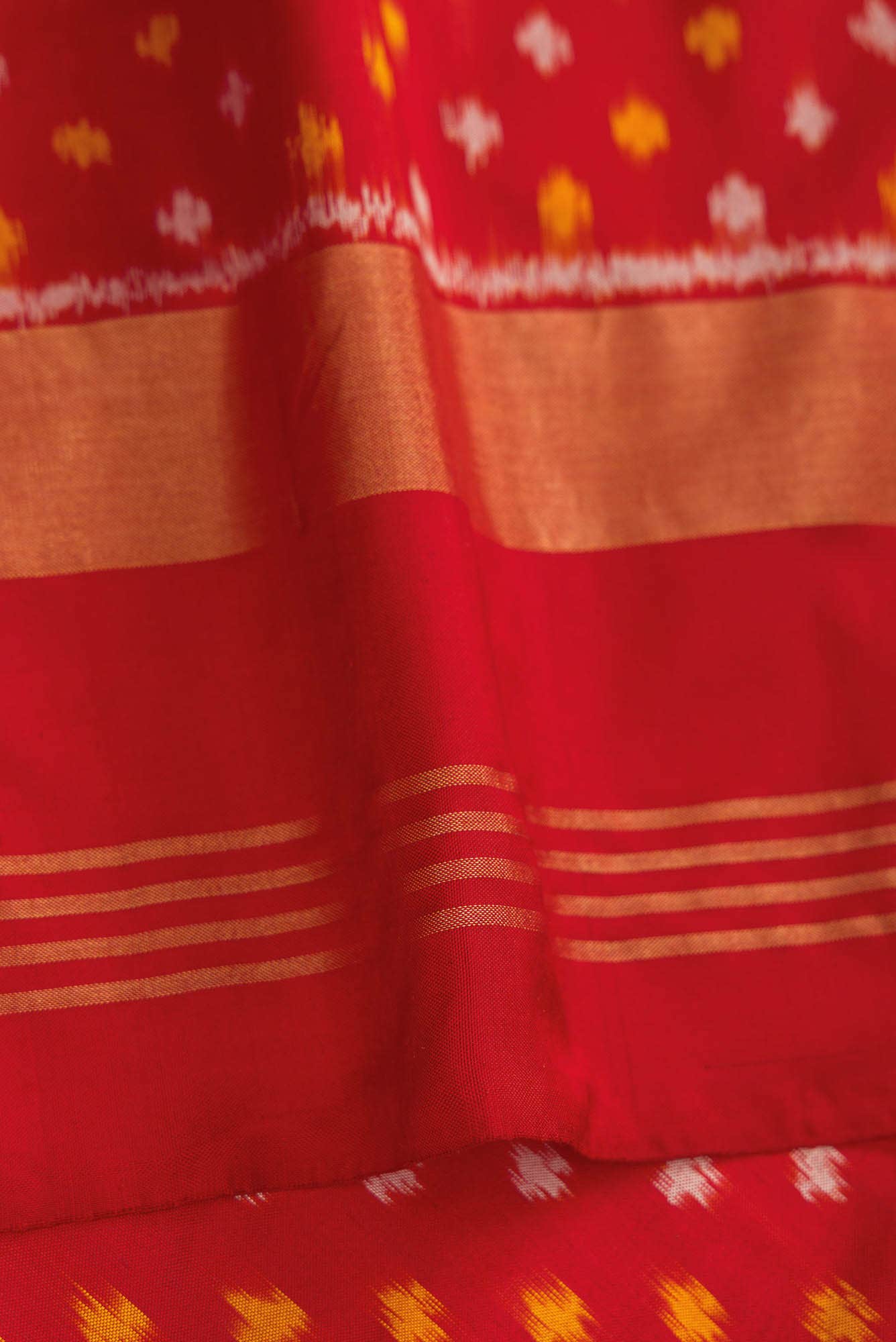 Yellow Dual Tone Double Ikat Saree