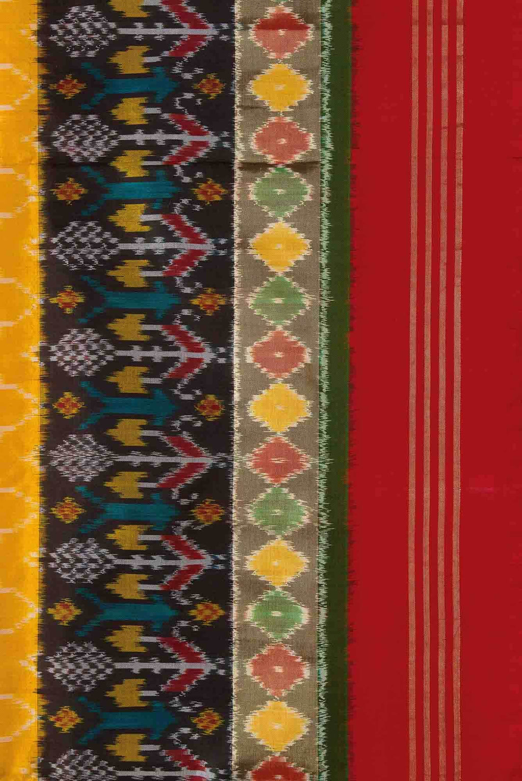 Yellow Dual Tone Double Ikat Saree