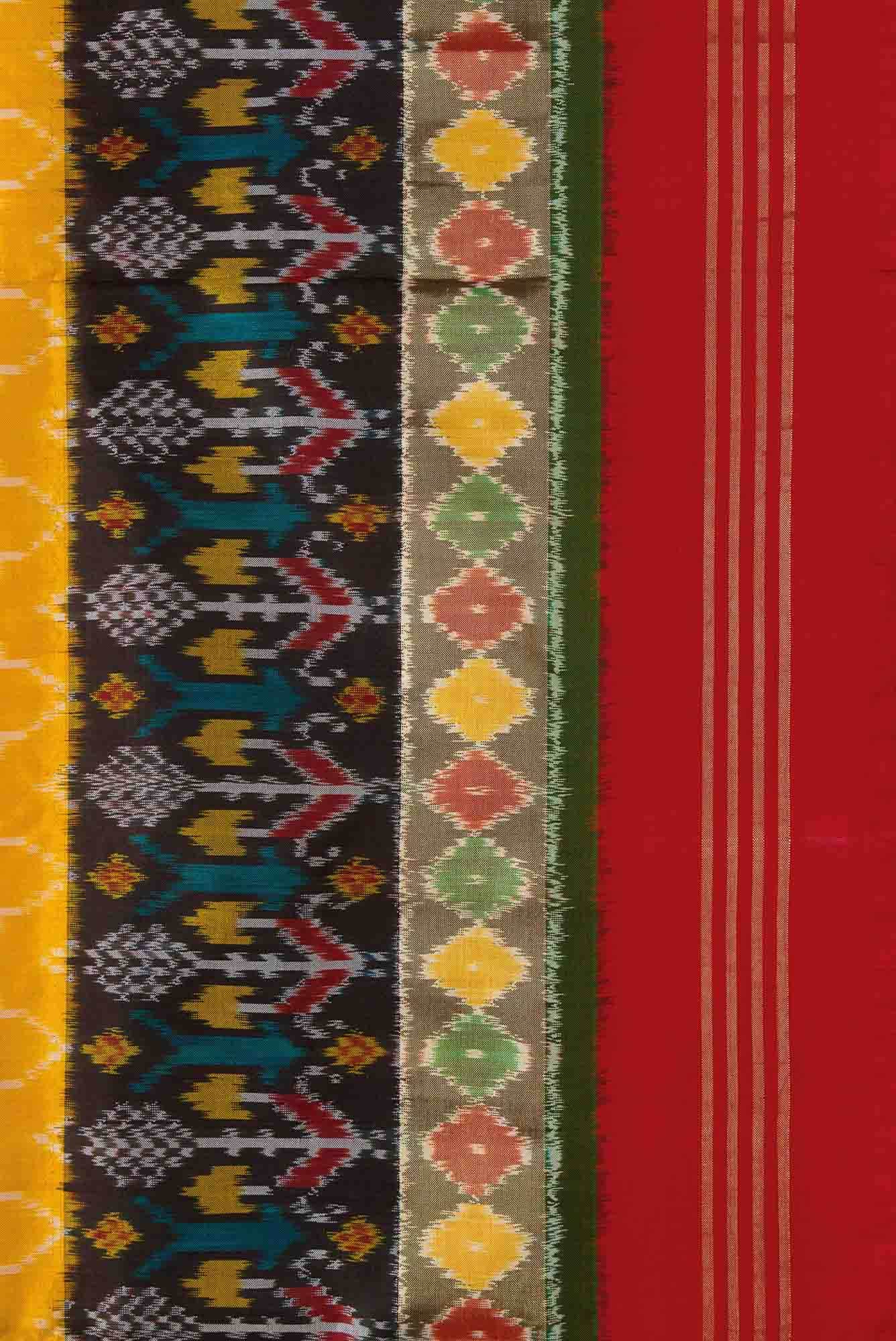 Yellow Dual Tone Double Ikat Saree