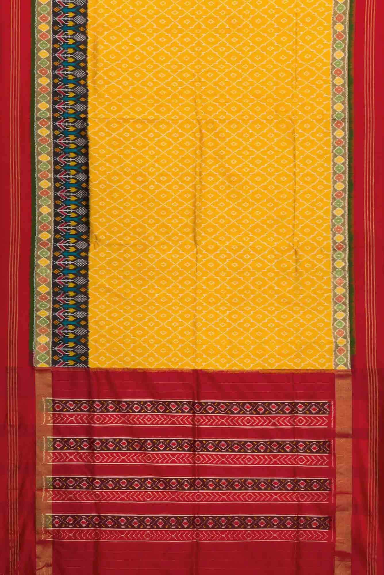 Yellow Dual Tone Double Ikat Saree