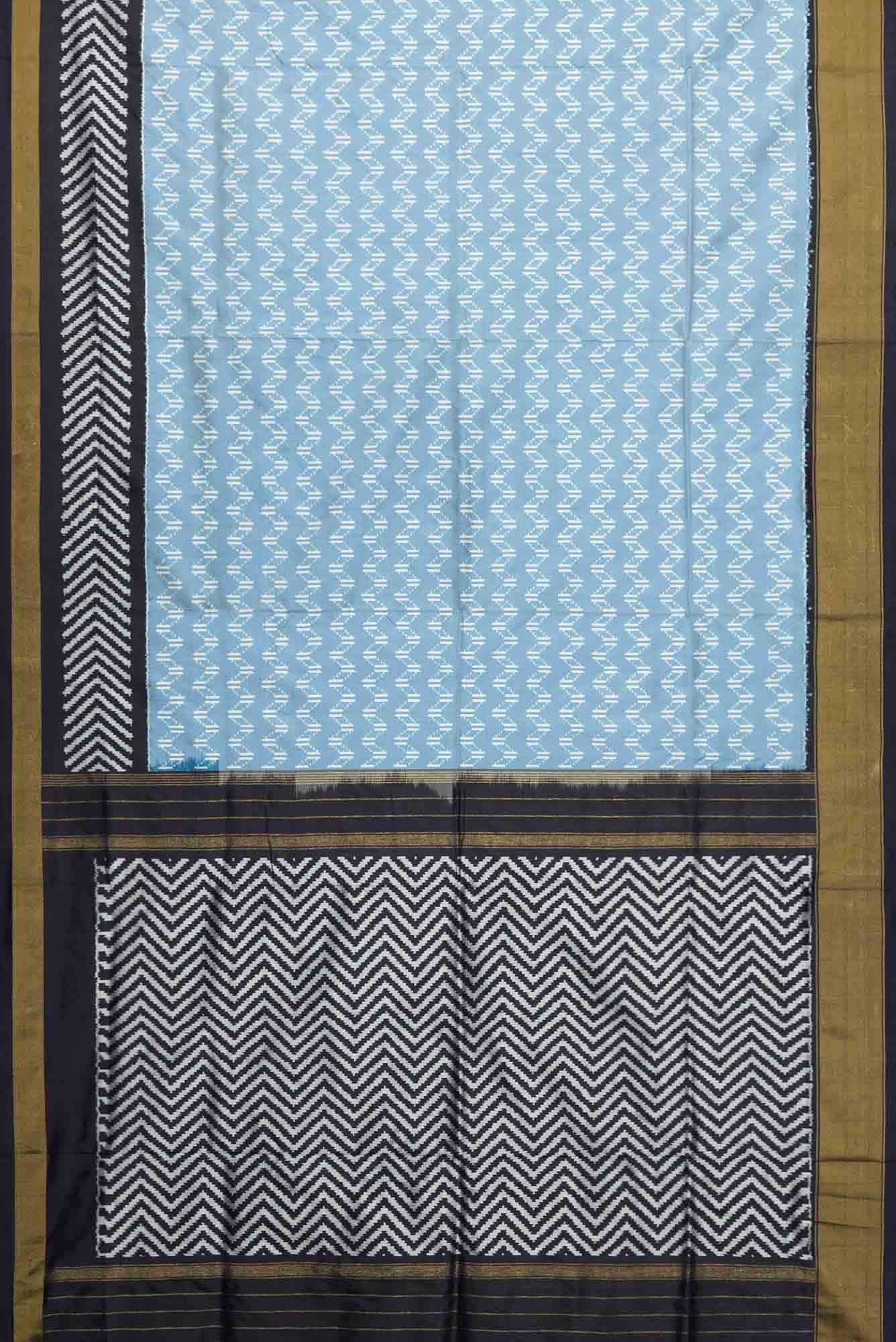 Sky Blue Dual Tone Double Ikat Saree