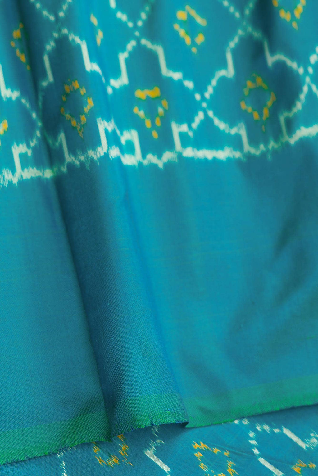 White Dual Tone Double Ikat Saree