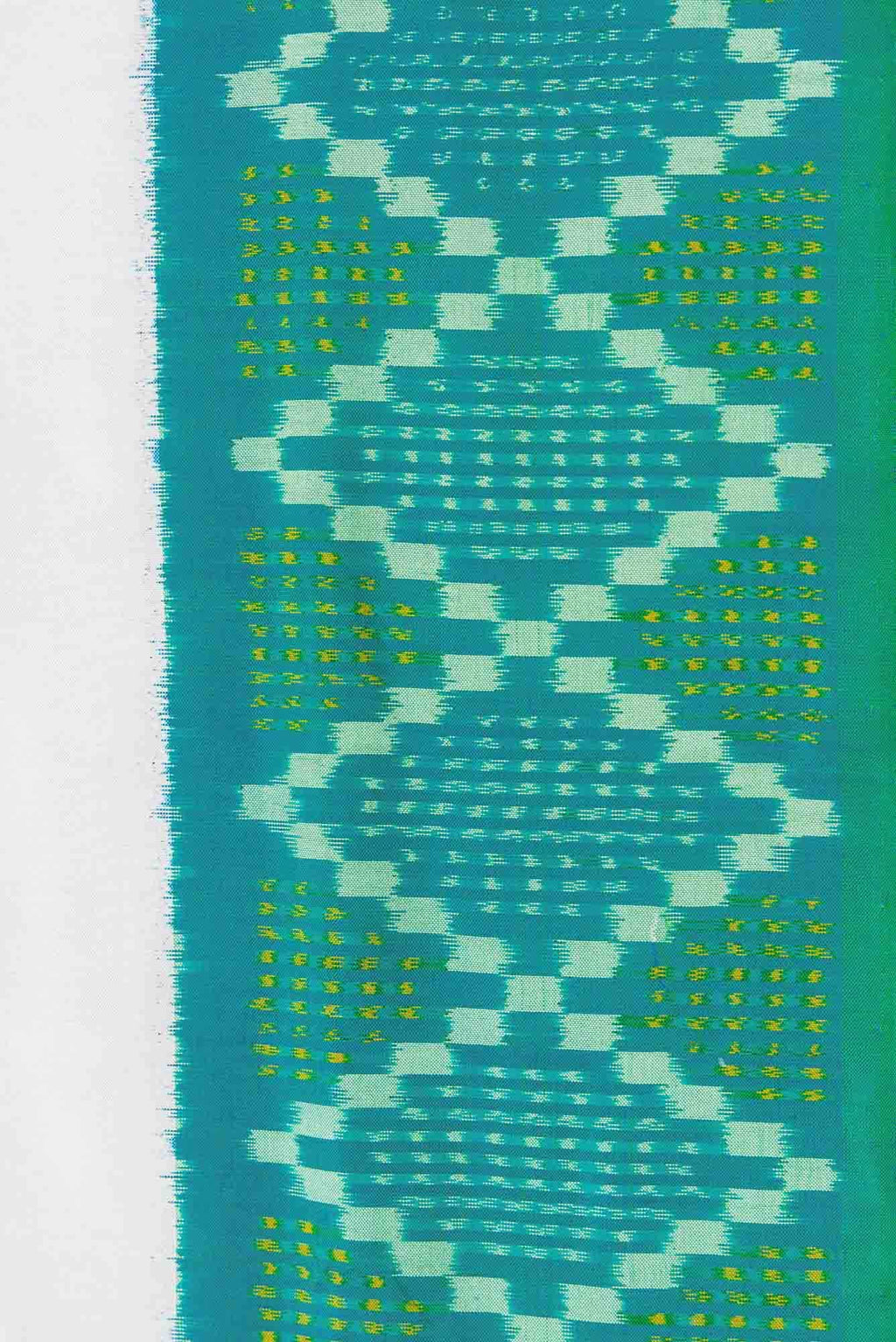 White Dual Tone Double Ikat Saree
