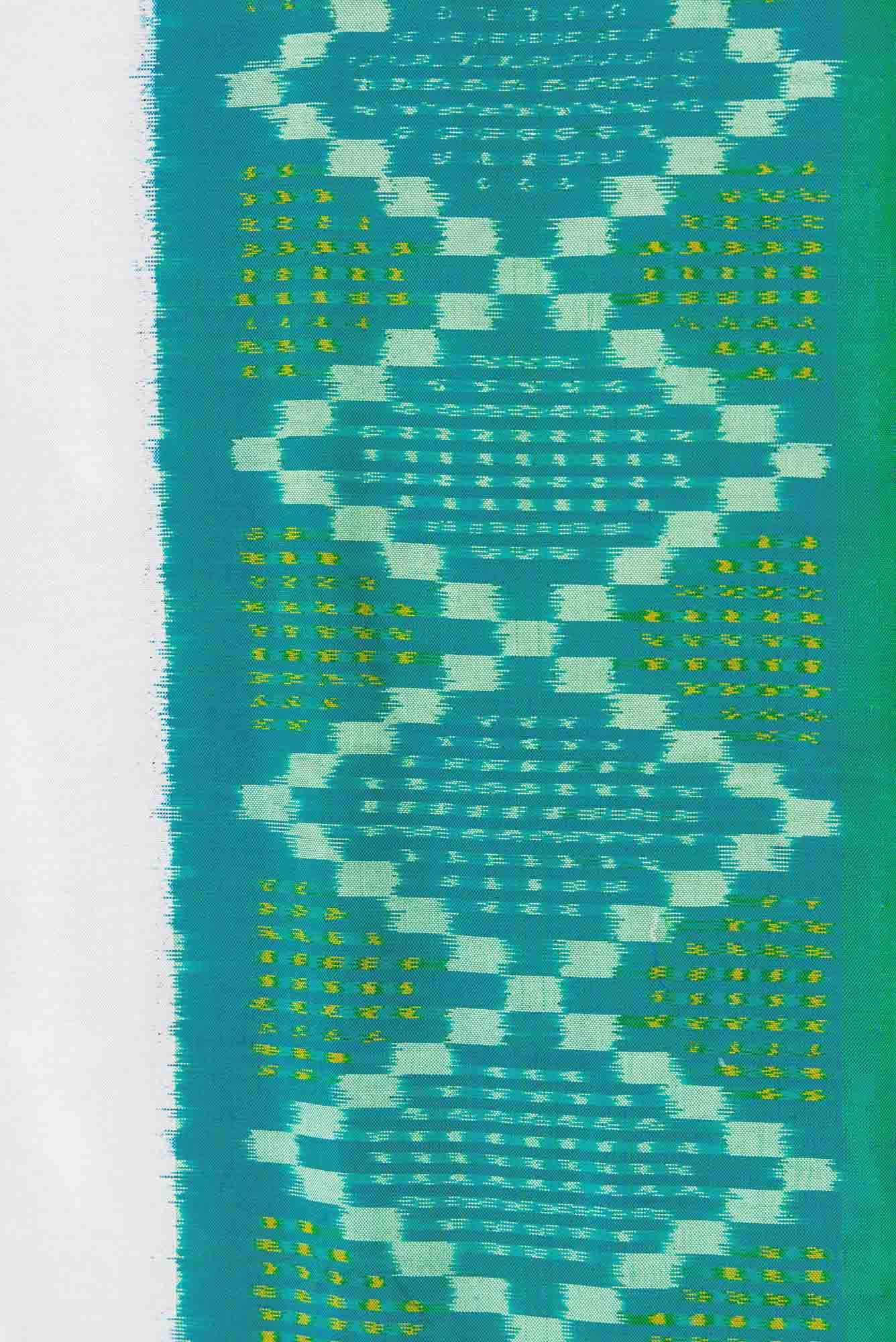 White Dual Tone Double Ikat Saree