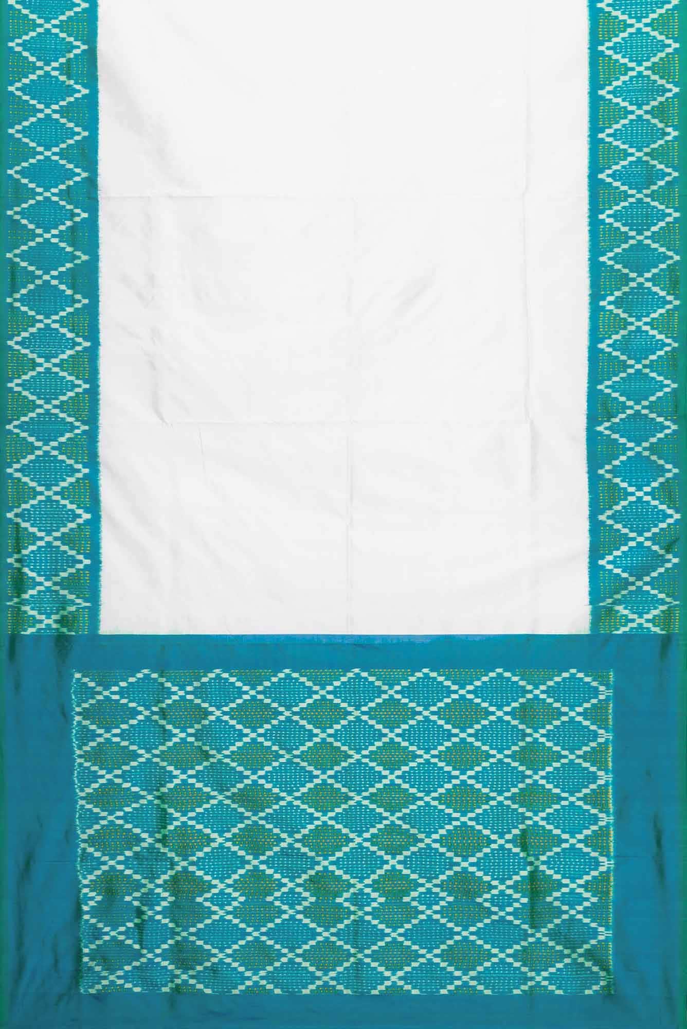White Dual Tone Double Ikat Saree