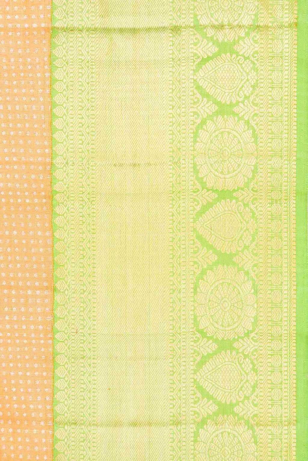 Golden Peach Dual Tone Kanchipuram Tissue Silk Saree