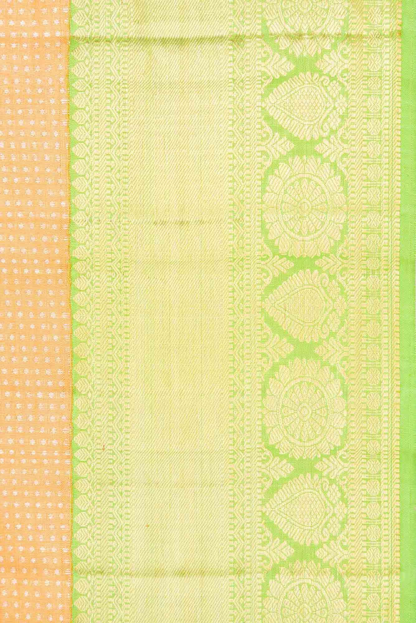 Golden Peach Dual Tone Kanchipuram Tissue Silk Saree