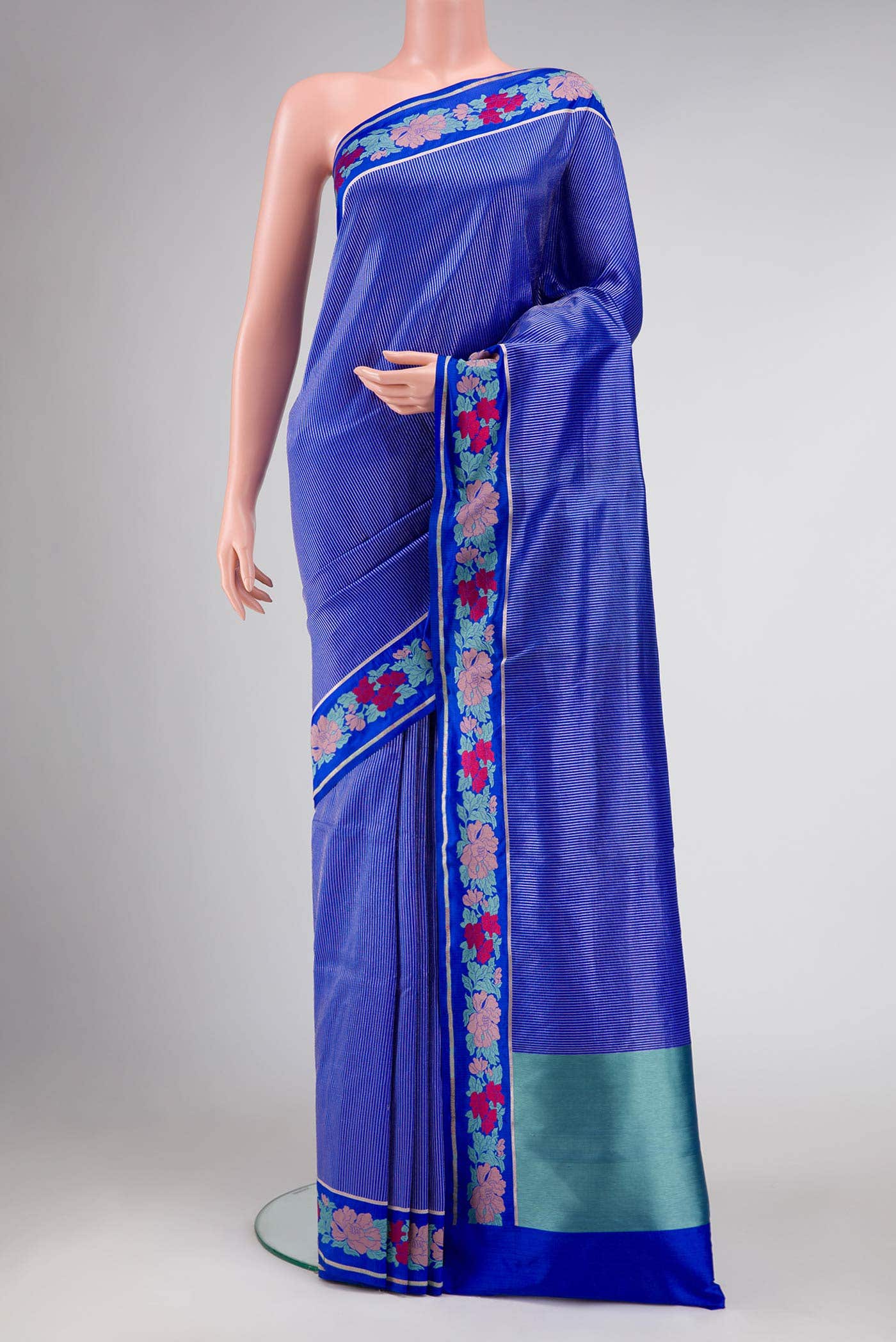 Royal Blue Dual Tone Banarasi Silk Saree