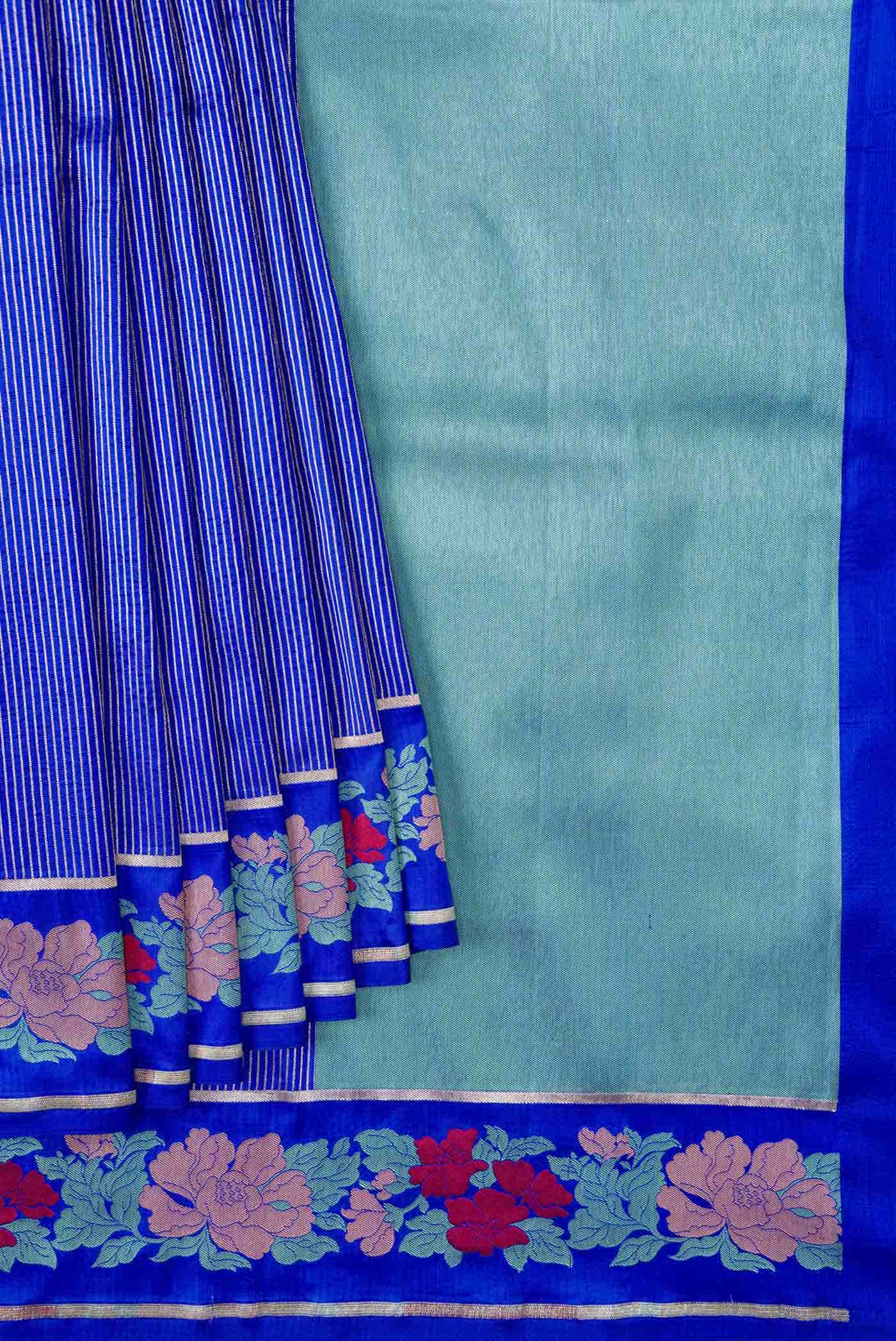 Royal Blue Dual Tone Banarasi Silk Saree