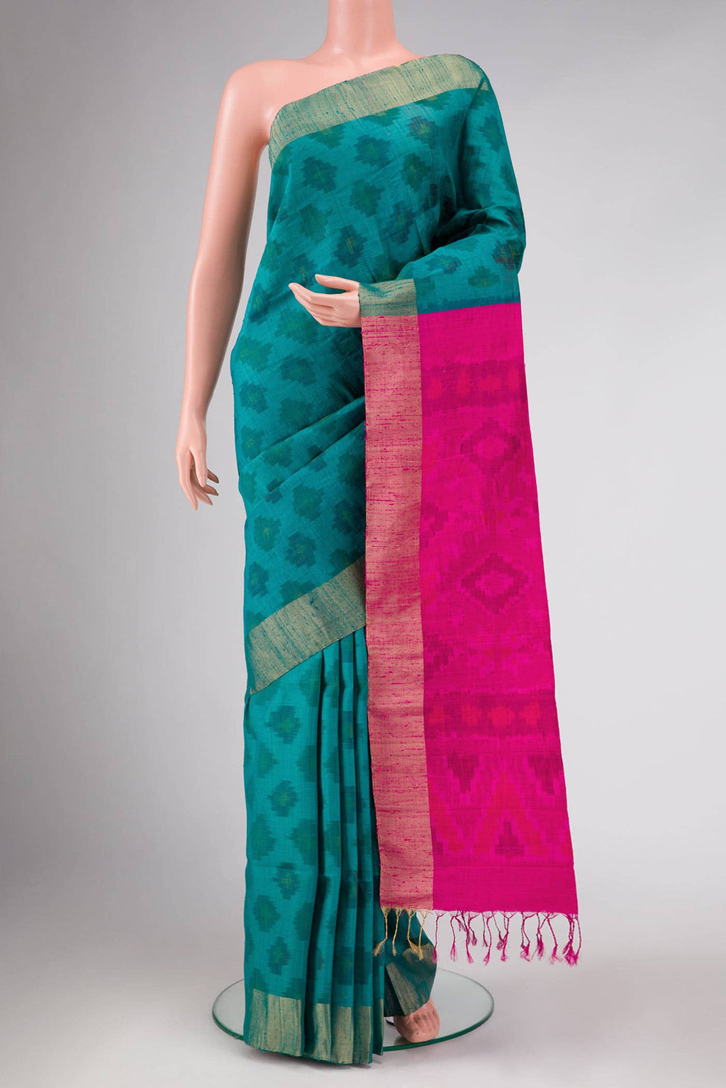 Green Dual Tone Raw Silk Saree
