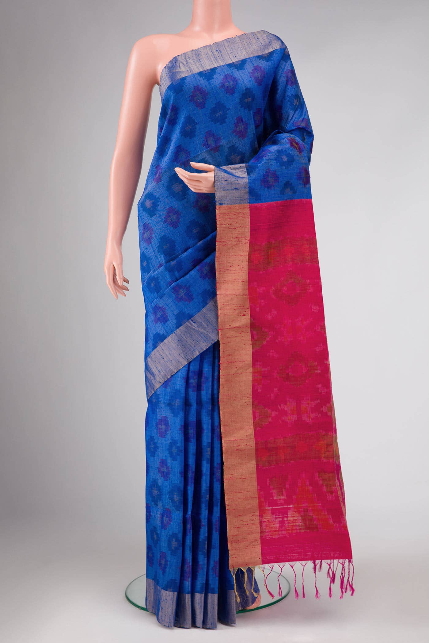 Royal Blue Dual Tone Raw Silk Saree