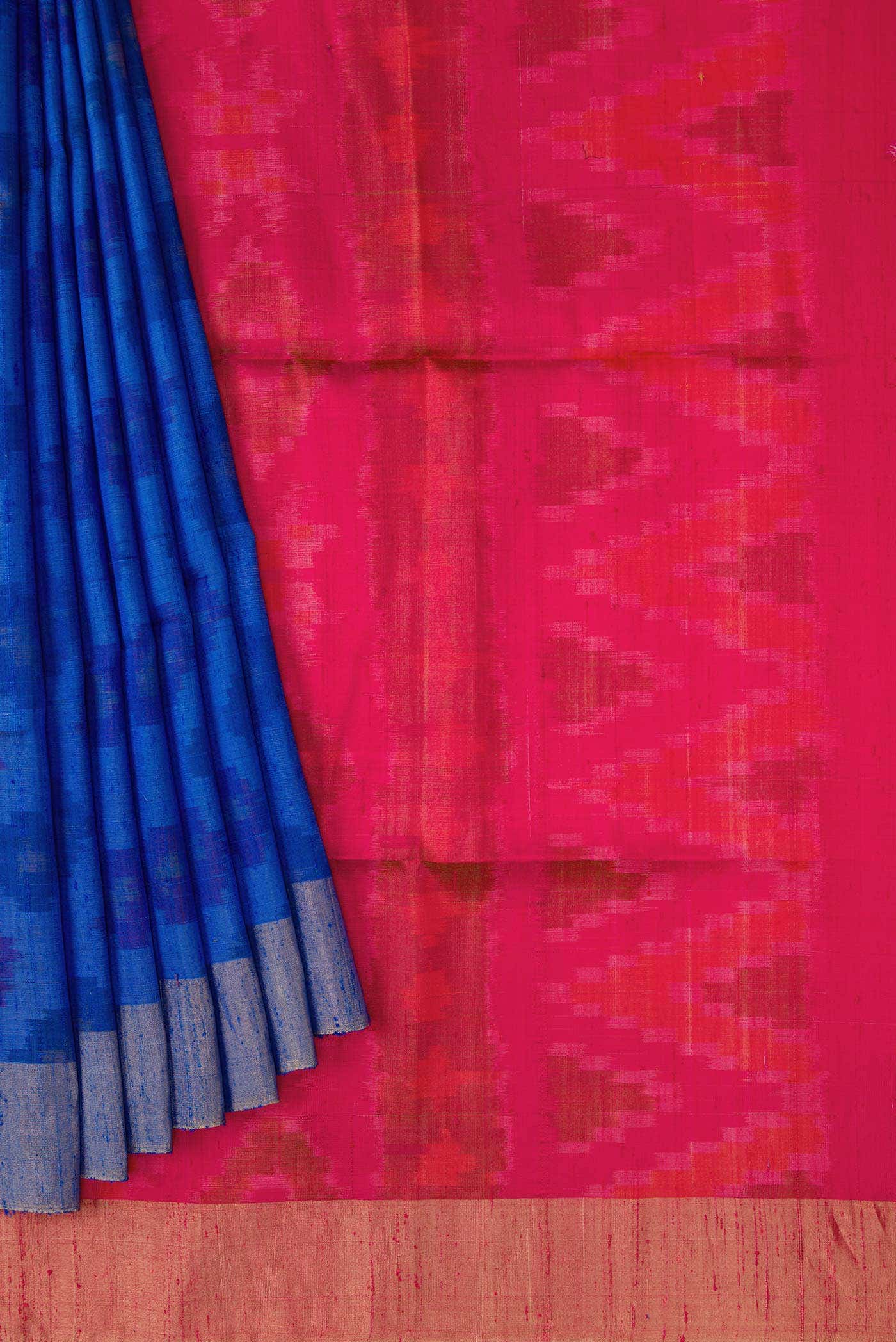 Royal Blue Dual Tone Raw Silk Saree